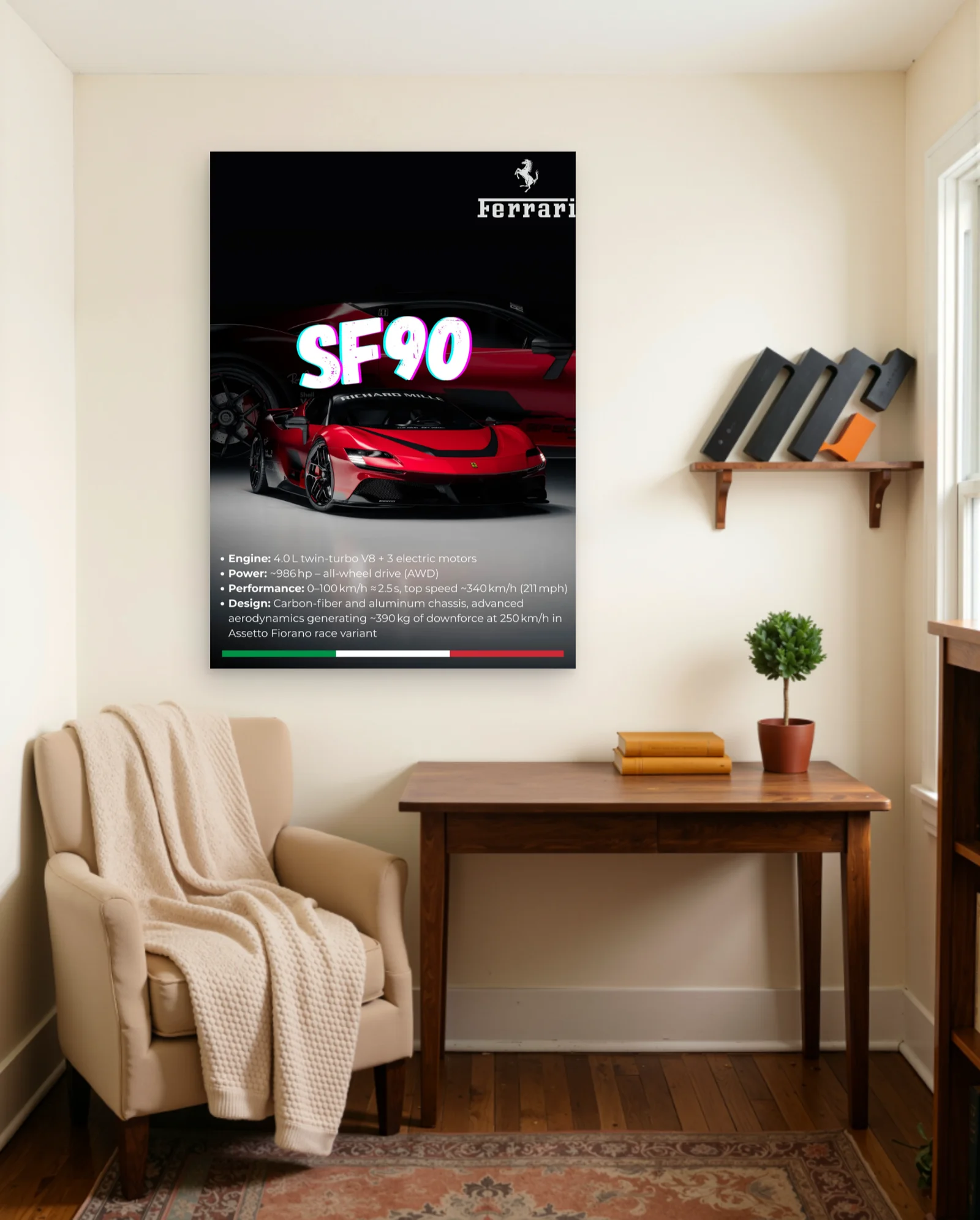 Ferrari SF90 Poster — framed wall art poster by Memocult