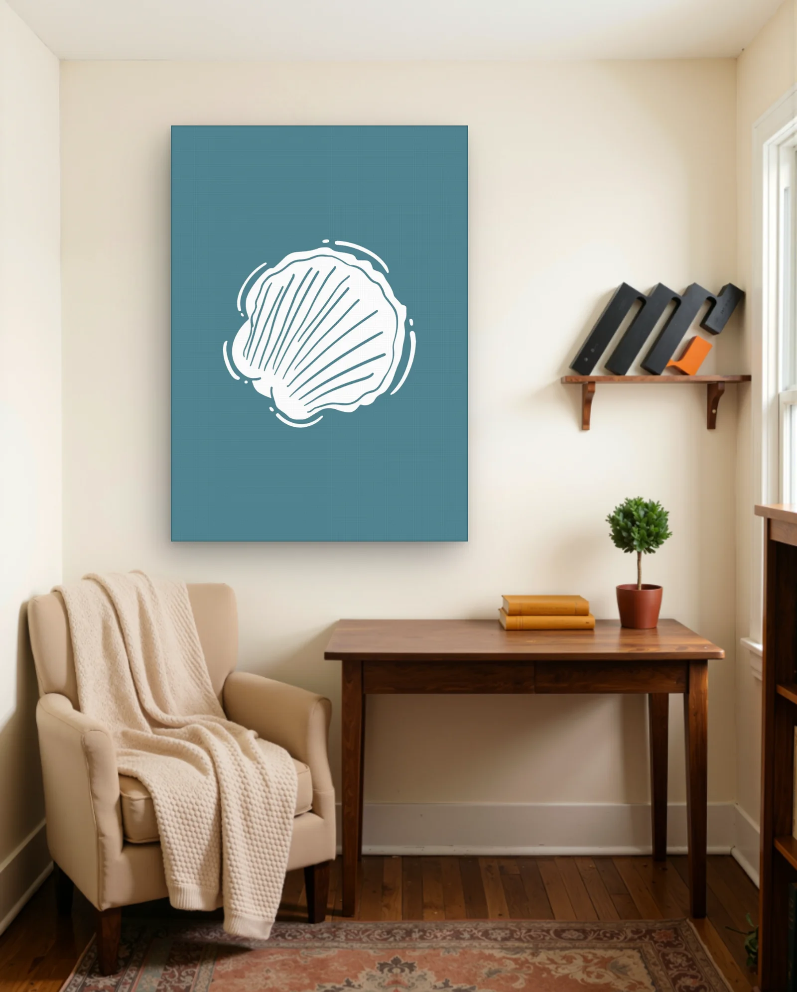 Scallop Shell Line Art Wall Art — Modern Digital Art abstract & modern wall art poster