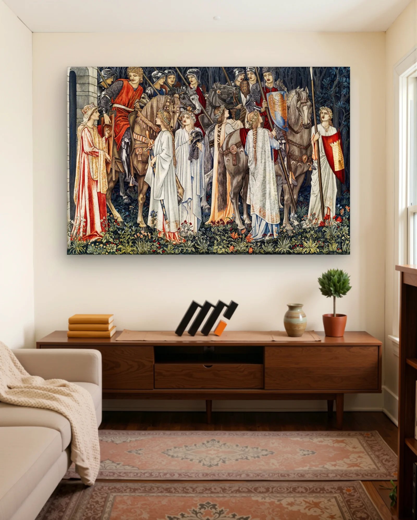 Knights Arming For Holy Grail Quest Art Print — framed wall art poster by Memocult