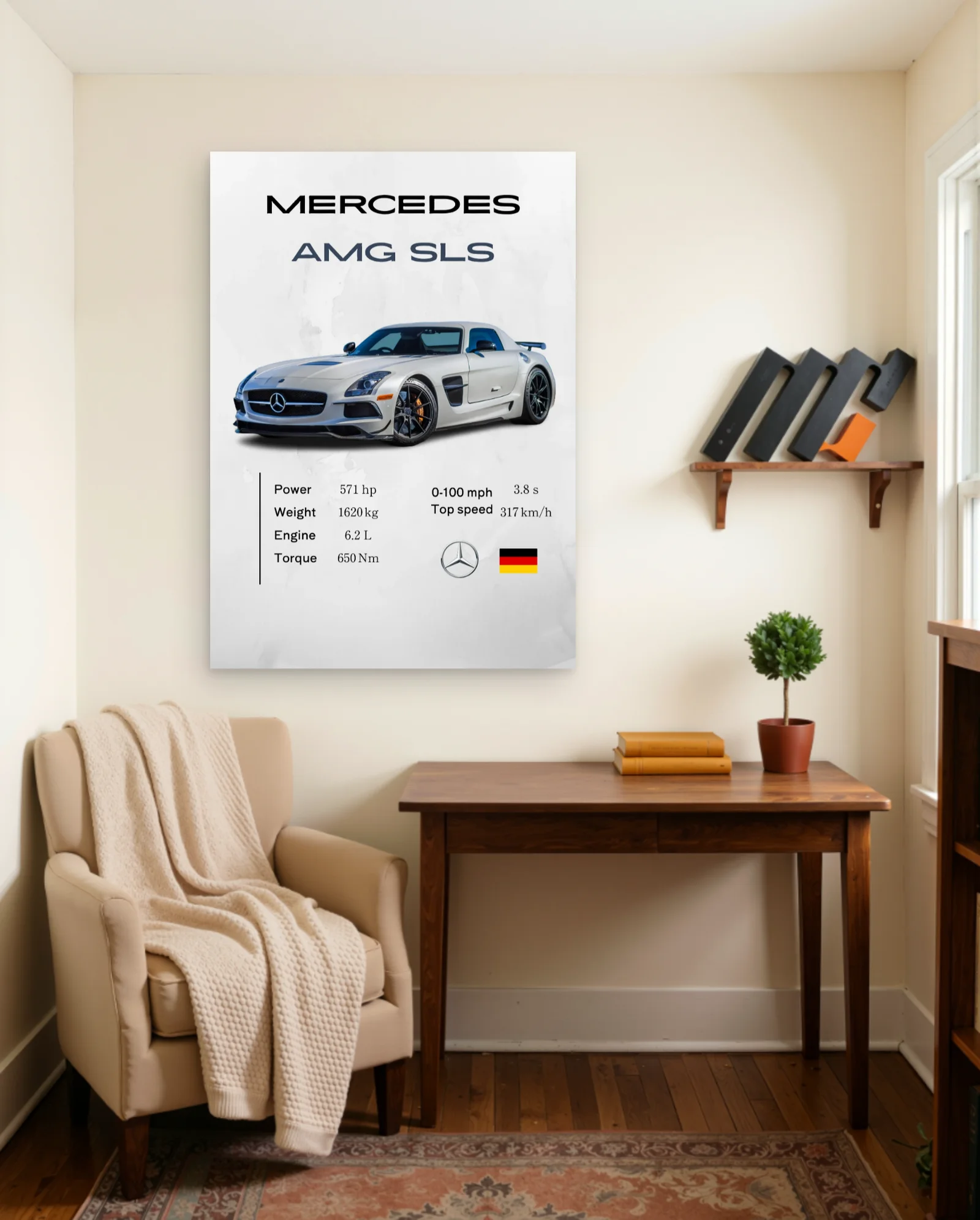 Mercedes AMG SLS Poster — framed wall art poster by Memocult