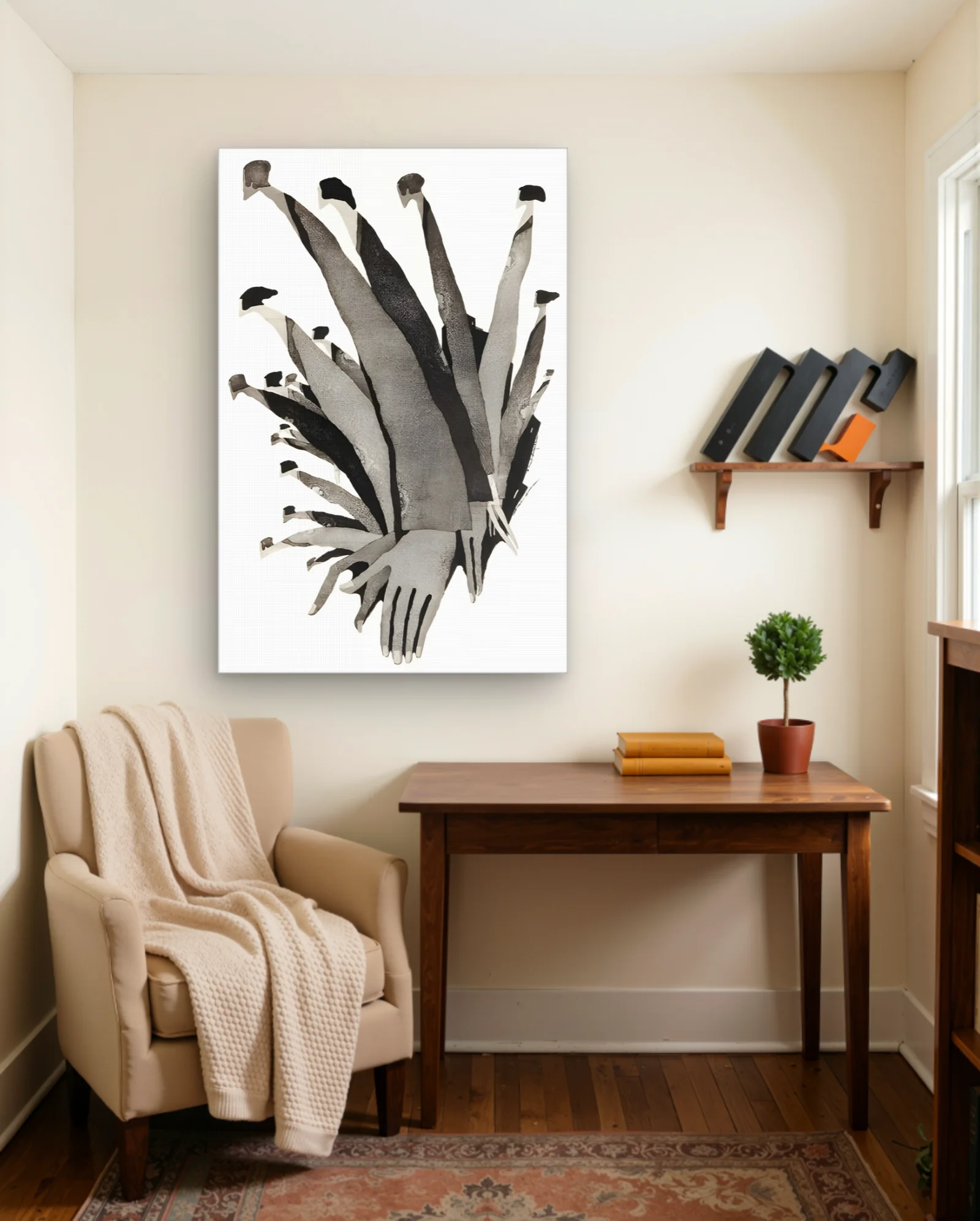 Elongated Monochrome Figures In Profile Wall Art — framed wall art poster by Memocult