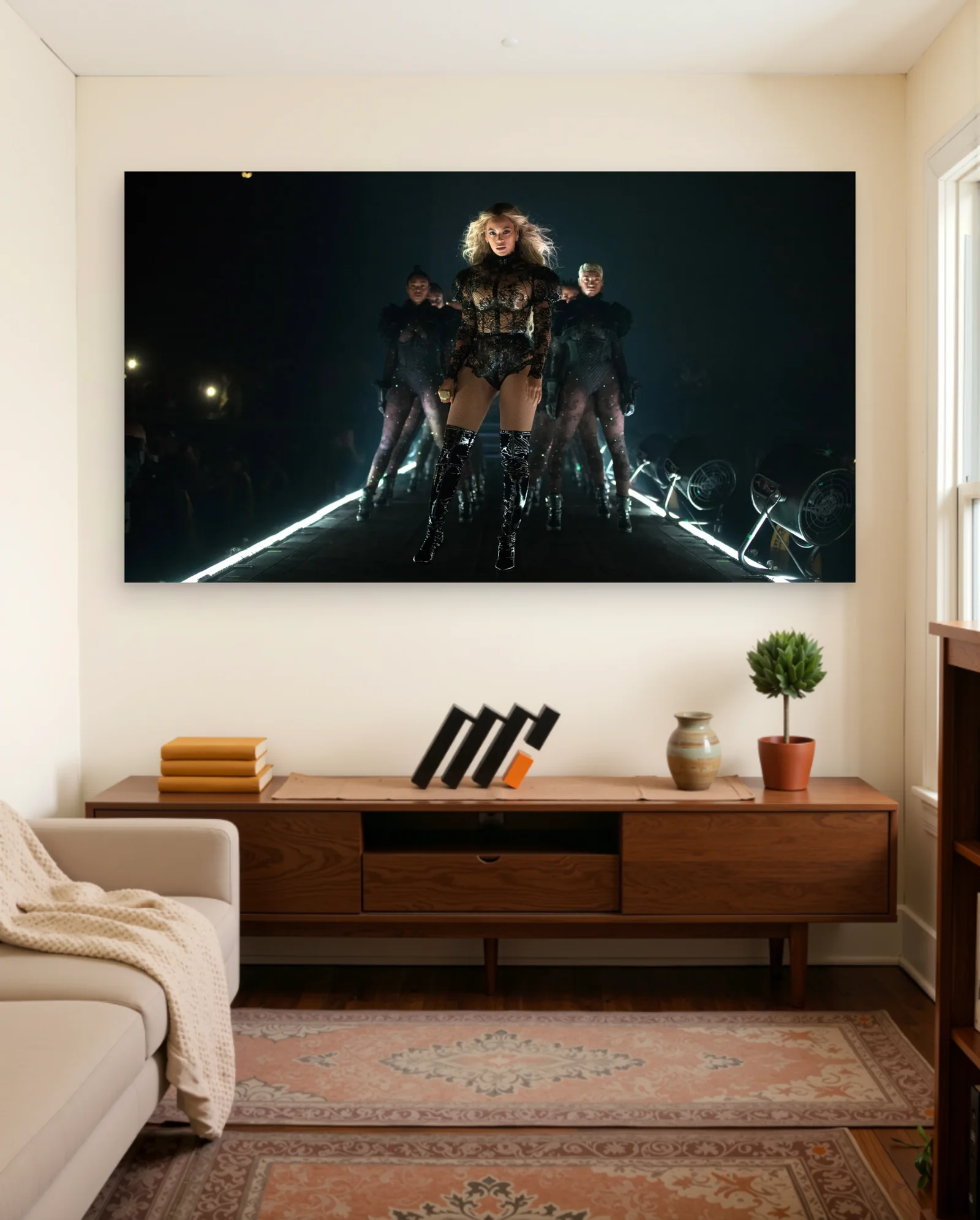 Beyoncé Stage Performance Poster — framed wall art poster by Memocult