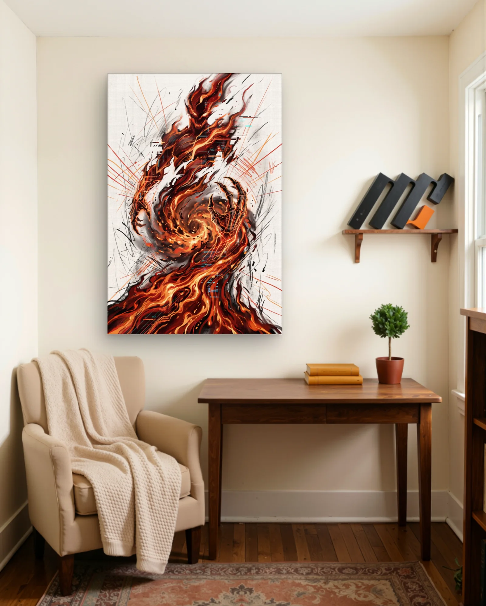 Fiery Warrior Wall Art — framed wall art poster by Memocult