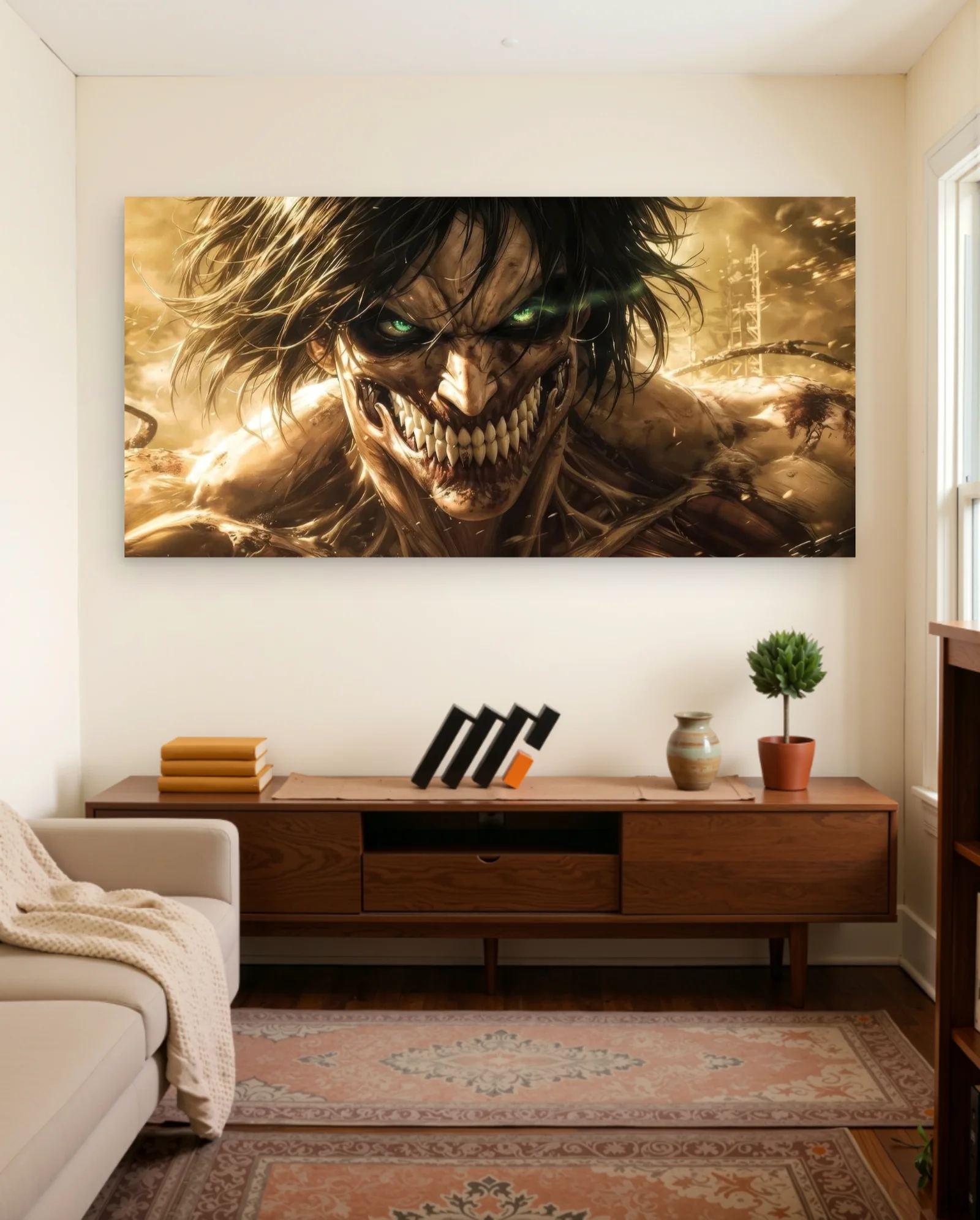 Eren Yeager Titan Form Poster — framed wall art poster by Memocult