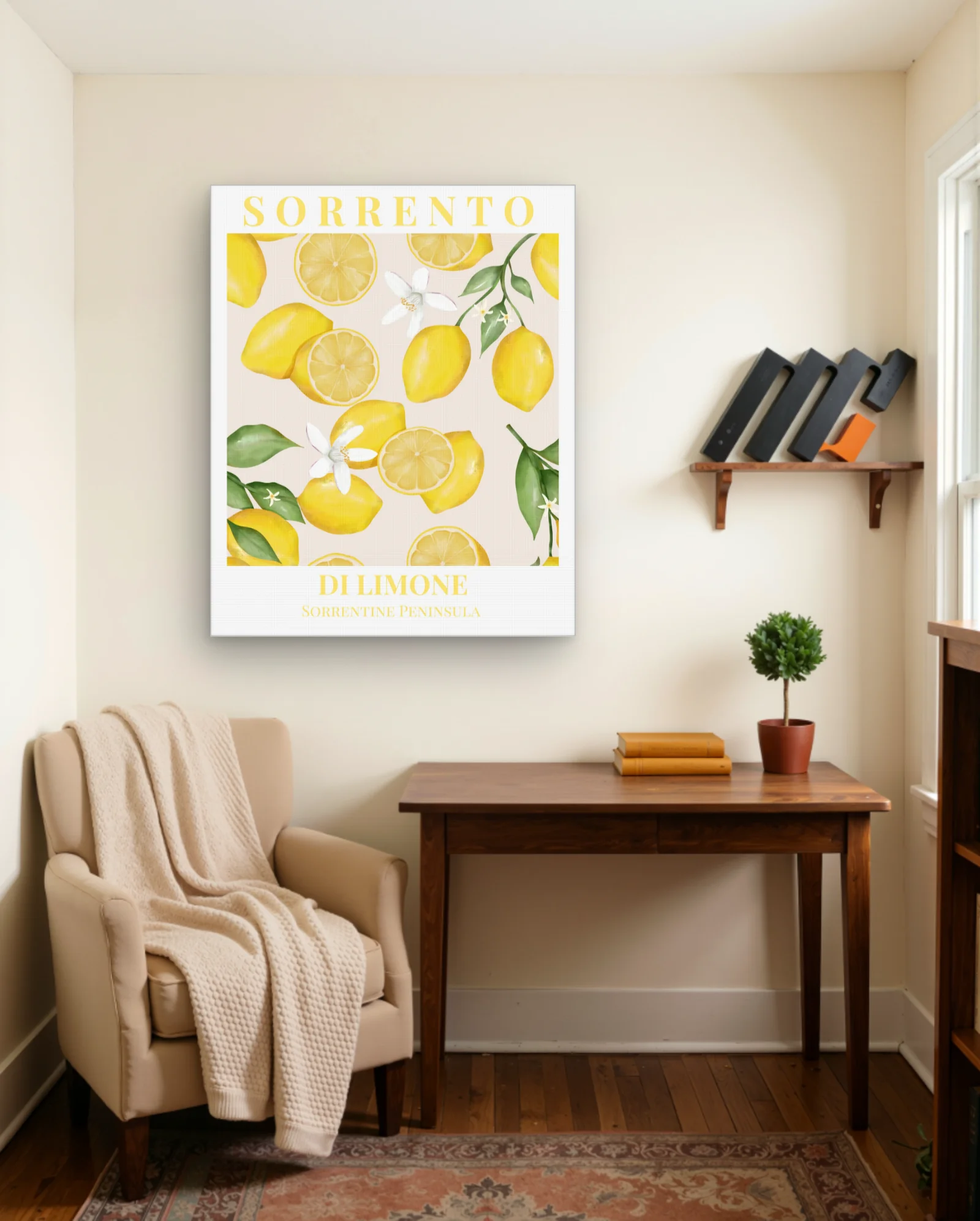 Sorrento Lemons And Blossoms Wall Art — framed wall art poster by Memocult