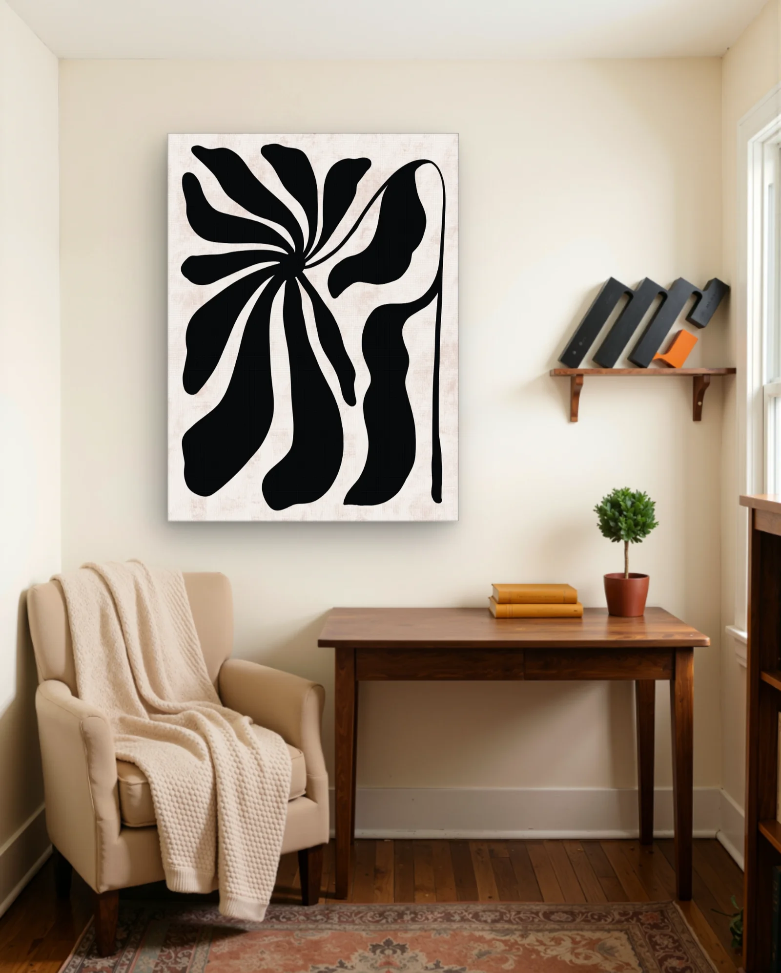 Black Swirl Flower Abstract Wall Art — Abstract abstract & modern wall art poster