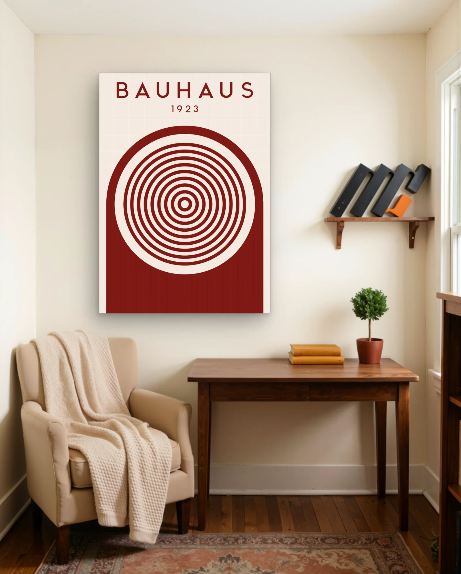 Bauhaus 1923 Concentric Rings Red Wall Art — Abstract abstract & modern wall art poster