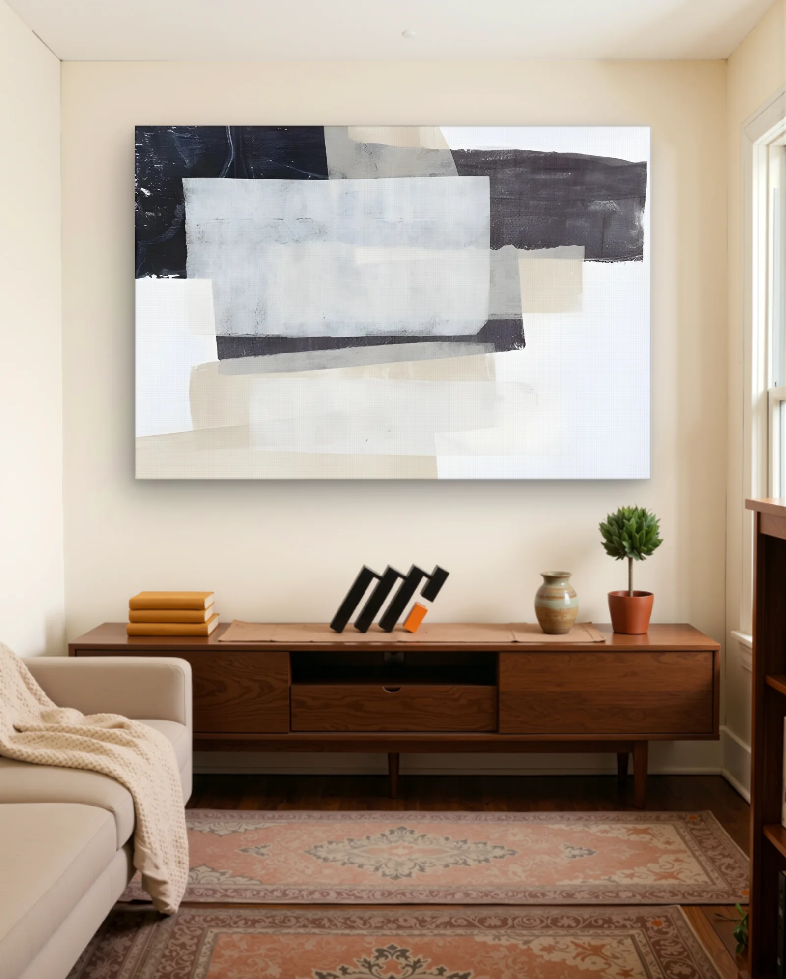 Layered Neutral Blocks Wall Art — framed wall art poster by Memocult