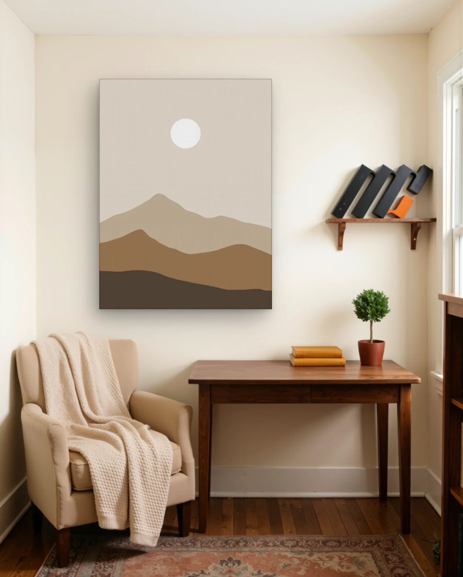 Layered Mountains Sun Wall Art — framed wall art poster by Memocult