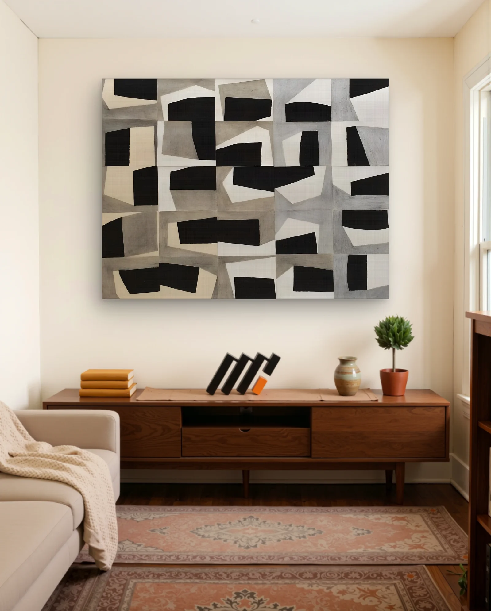 Monochrome Geometric Shapes Wall Art — Abstract abstract & modern wall art poster