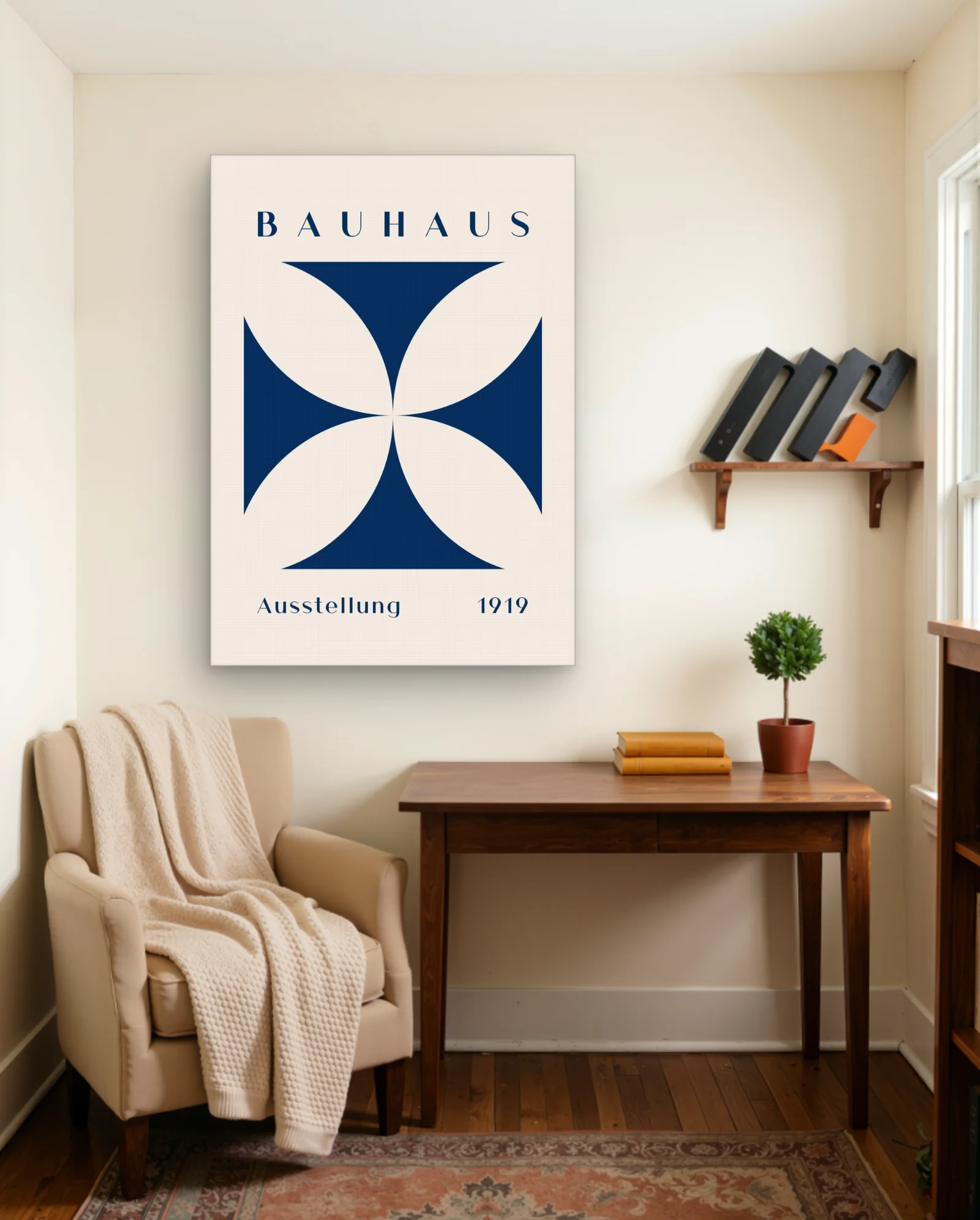 Bauhaus — Ausstellung 1919 Navy Petal Geometry — Modern Digital Art abstract & modern wall art poster