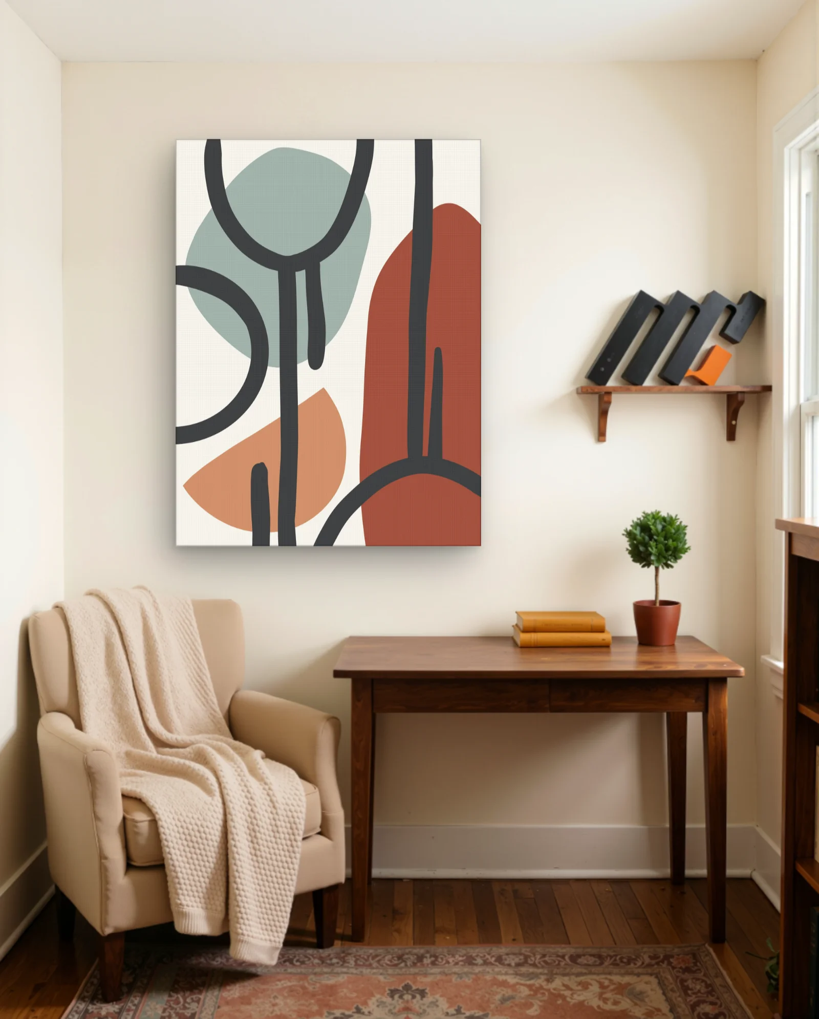 Terracotta Sage Abstract Shapes Wall Art — Abstract abstract & modern wall art poster
