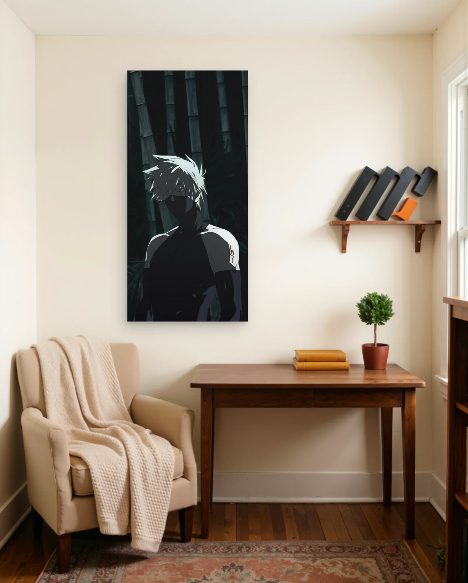 Kakashi Hatake Bamboo Forest Poster — framed wall art poster by Memocult