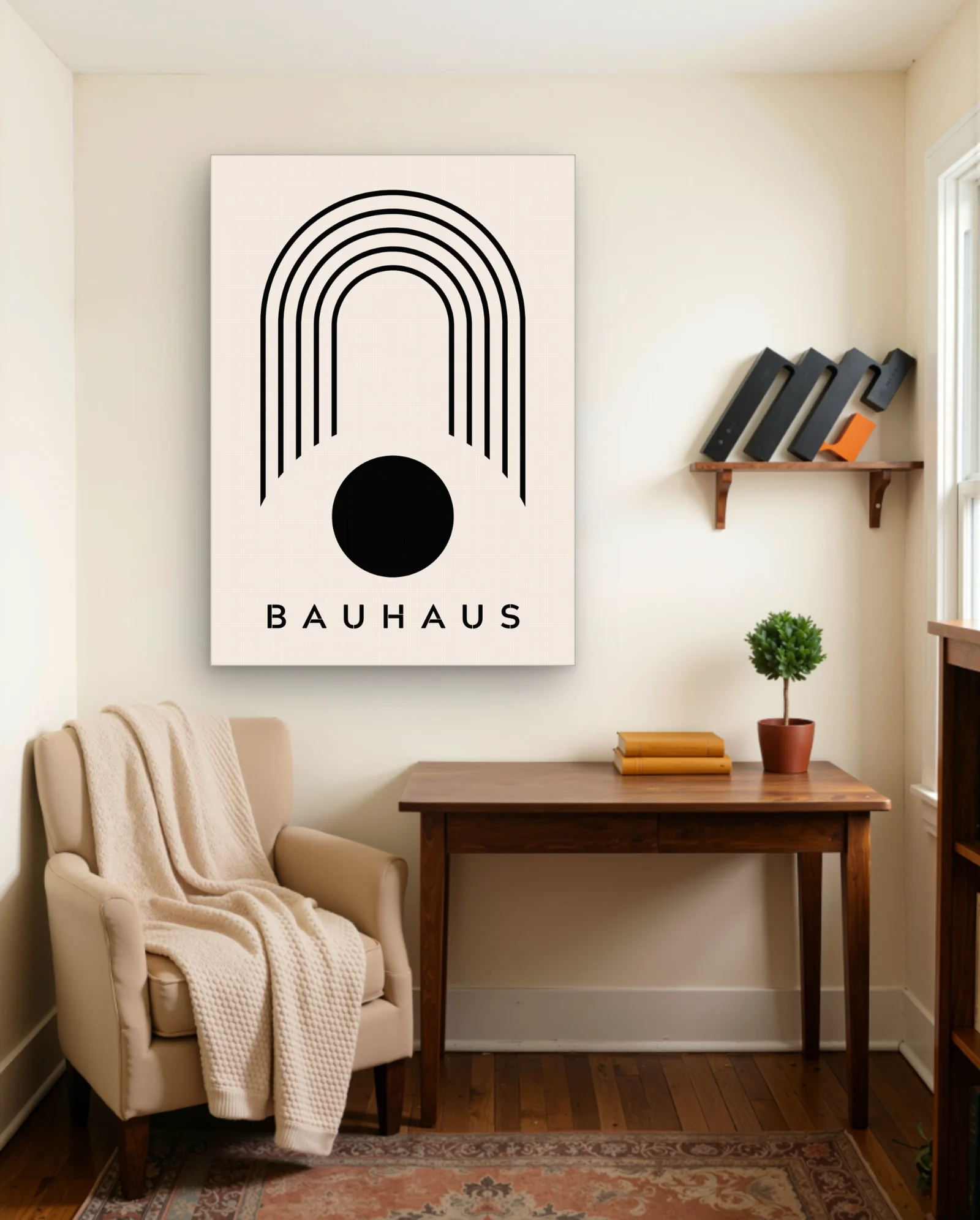Bauhaus Black Arch And Circle Wall Art — Modern Digital Art abstract & modern wall art poster