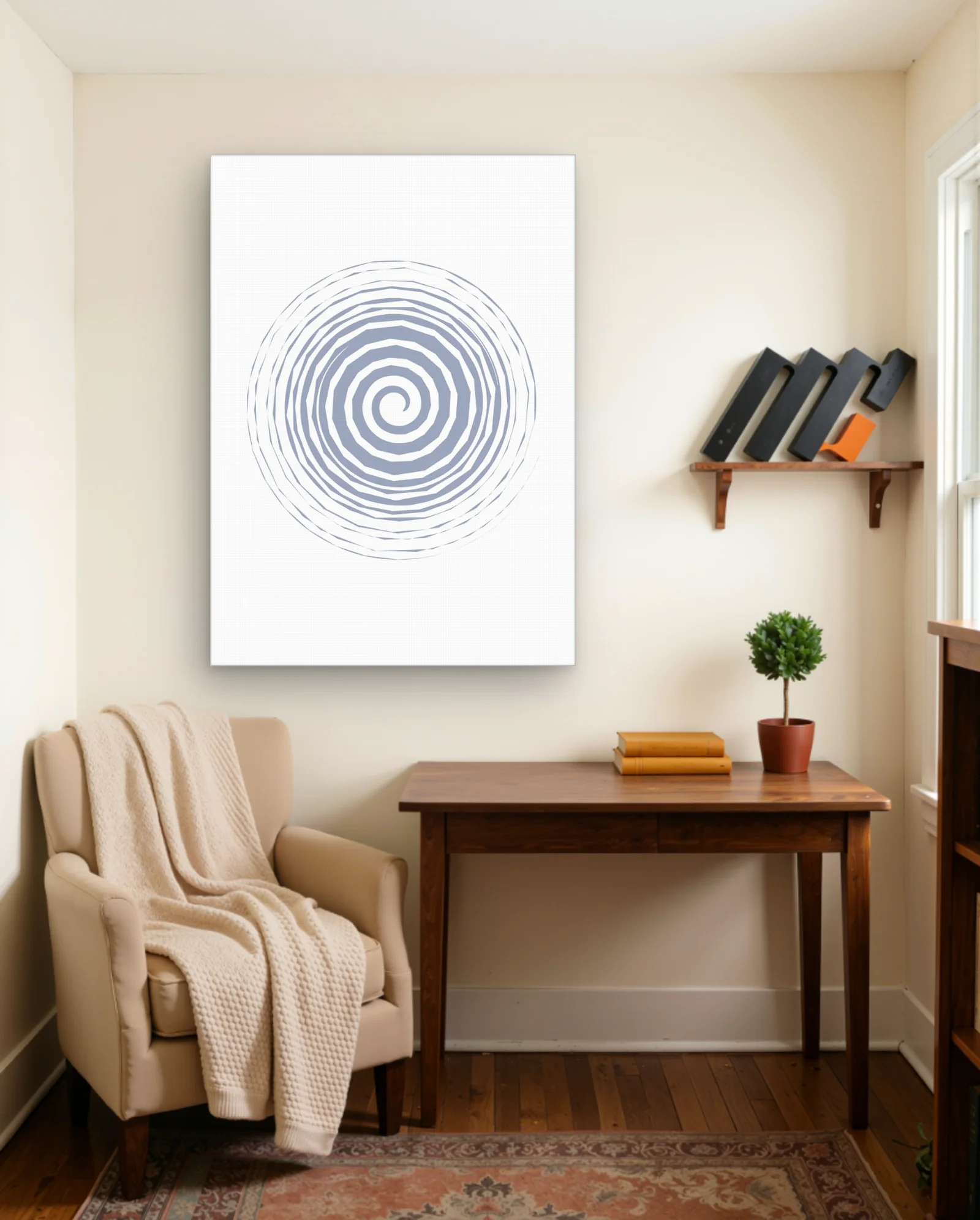Powder Blue Spiral Wall Art — framed wall art poster by Memocult