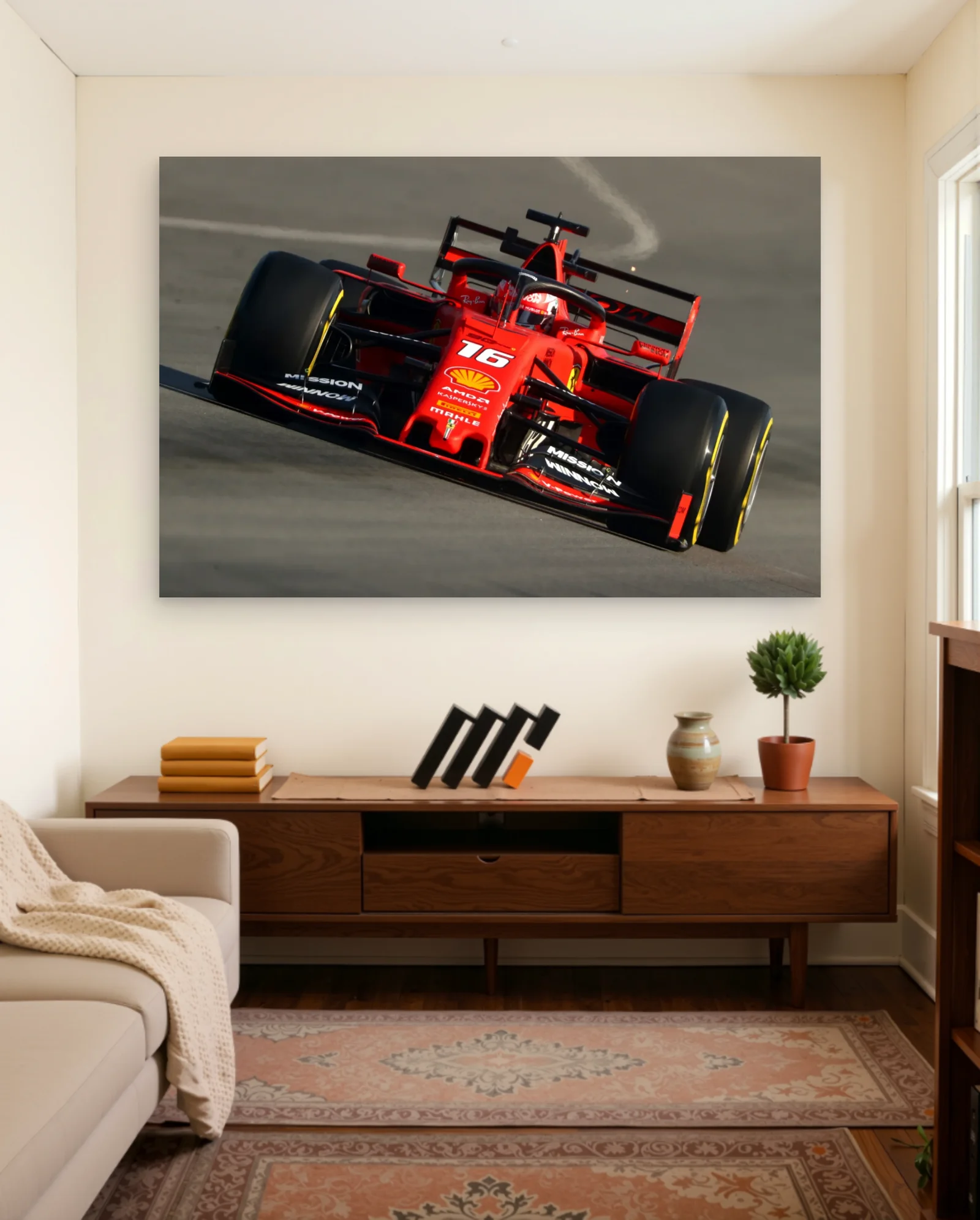 Scuderia Ferrari F1 Car No.16 On Track — framed wall art poster by Memocult