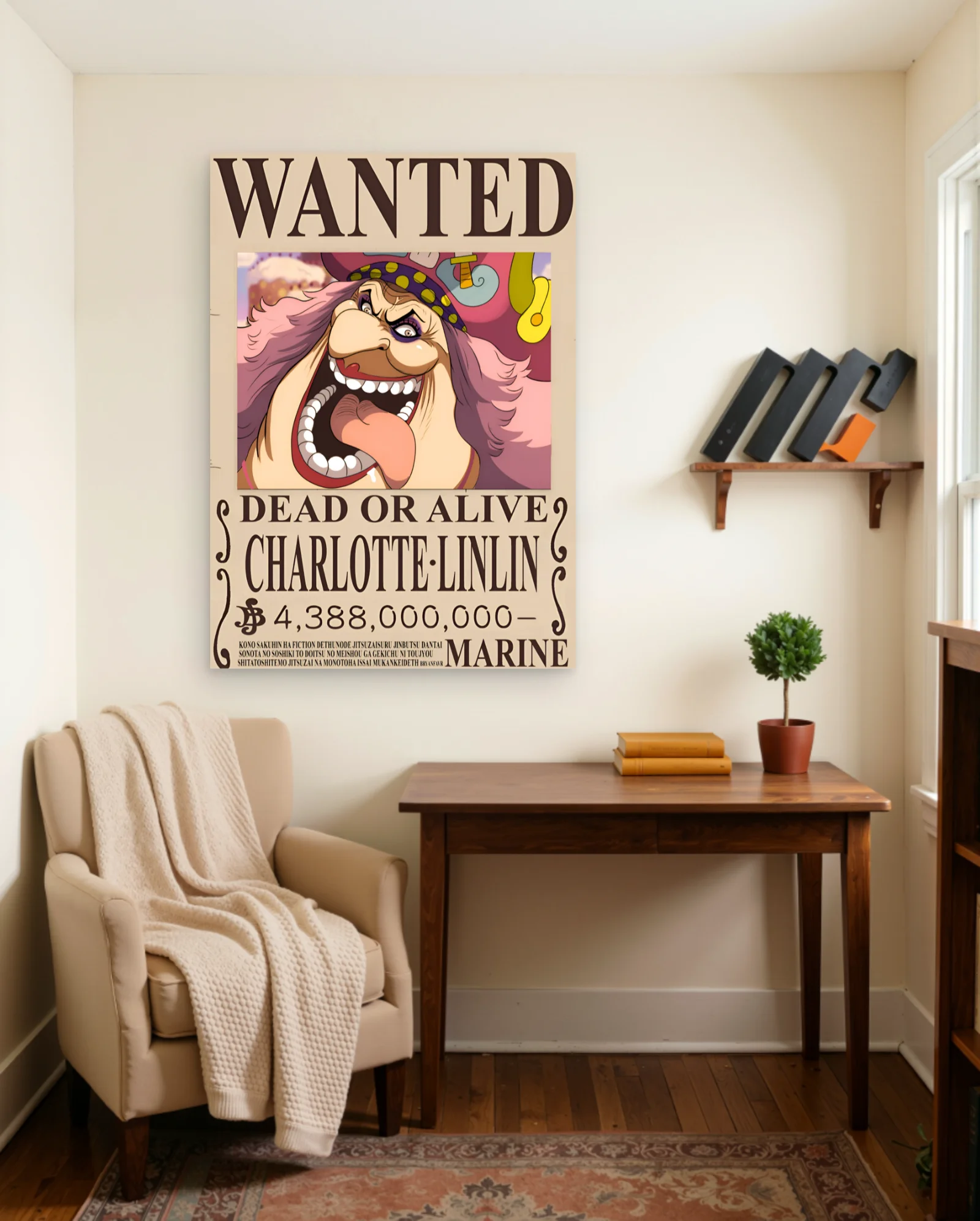 One Piece Charlotte Linlin Wanted Poster — framed wall art poster by Memocult