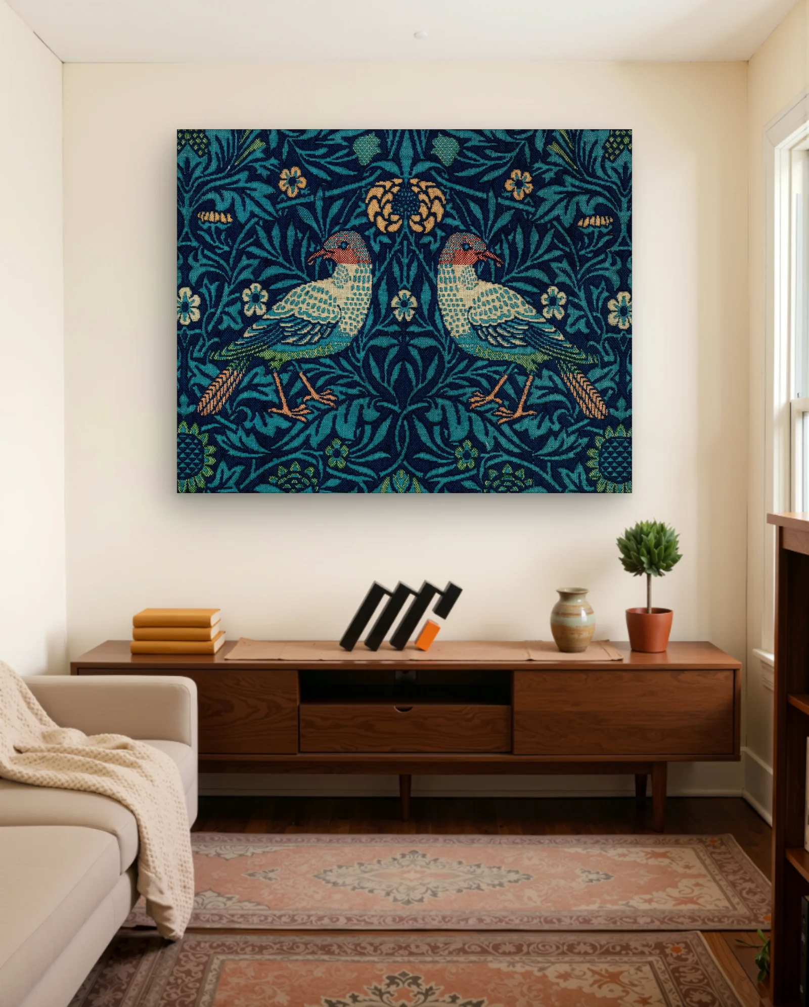 William Morris Birds And Flowers Pattern Art Print — framed wall art poster by Memocult