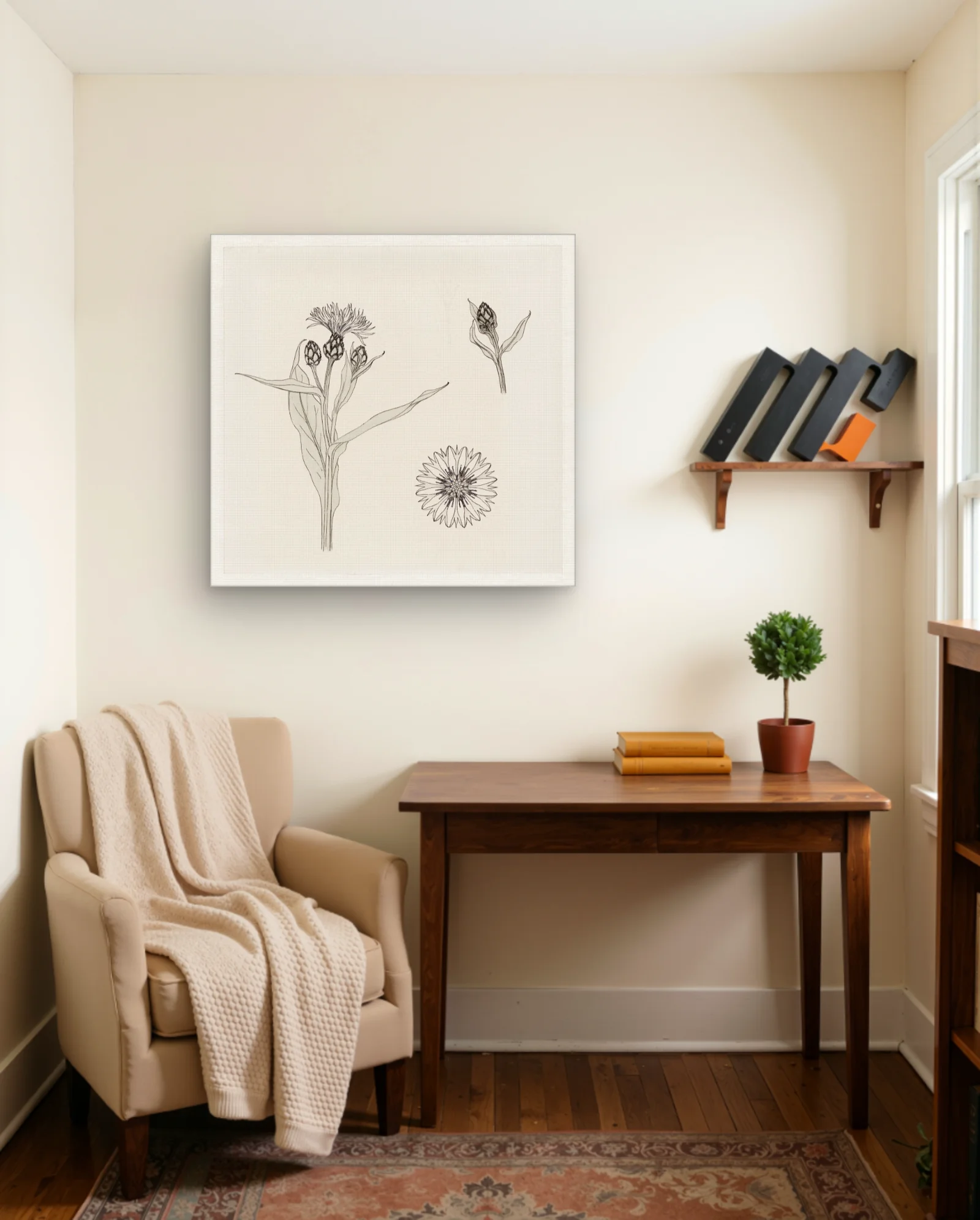 Cornflowers Botanical Illustration Art Print — framed wall art poster by Memocult