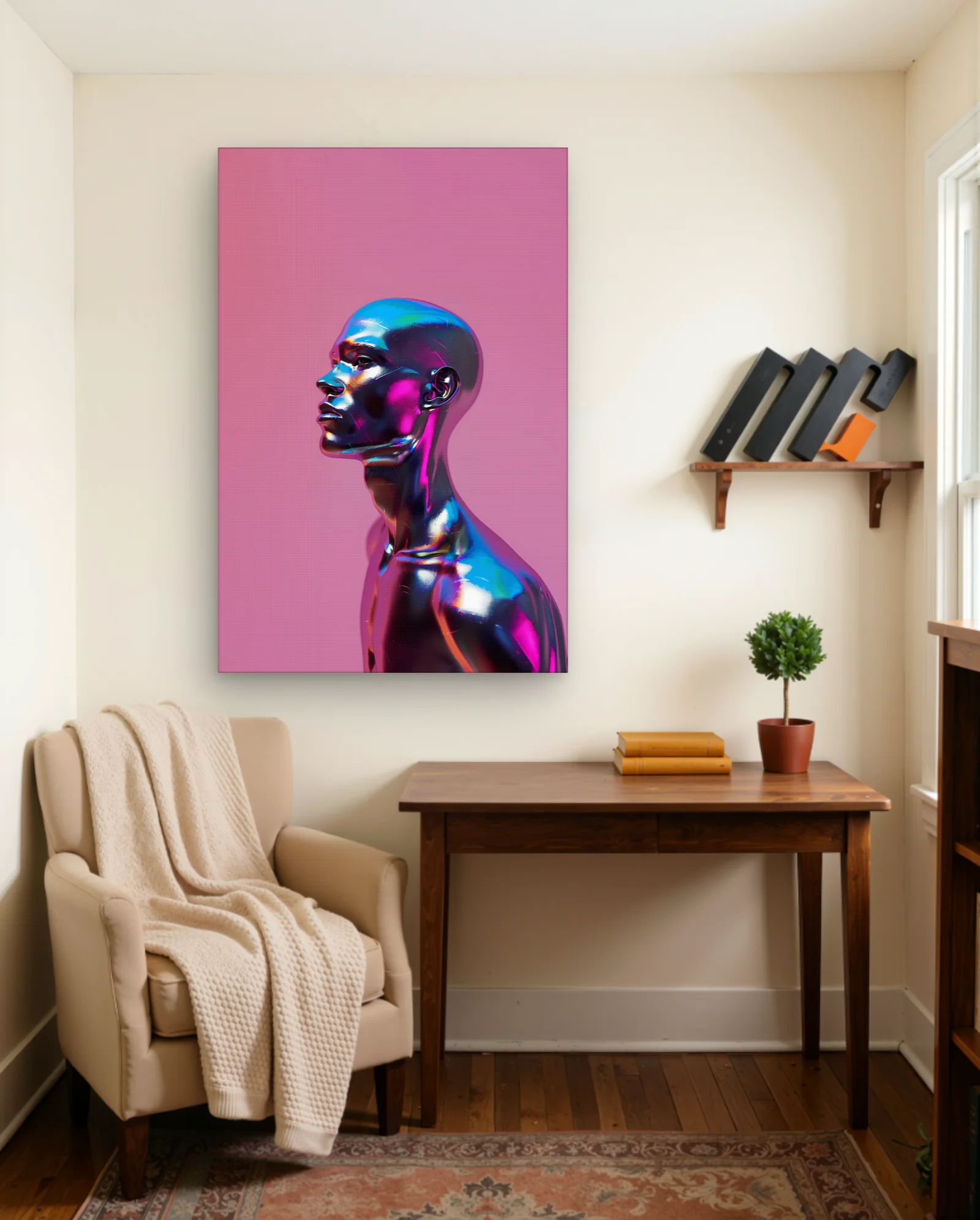 Iridescent Chrome Bust Left Profile Wall Art — Abstract abstract & modern wall art poster