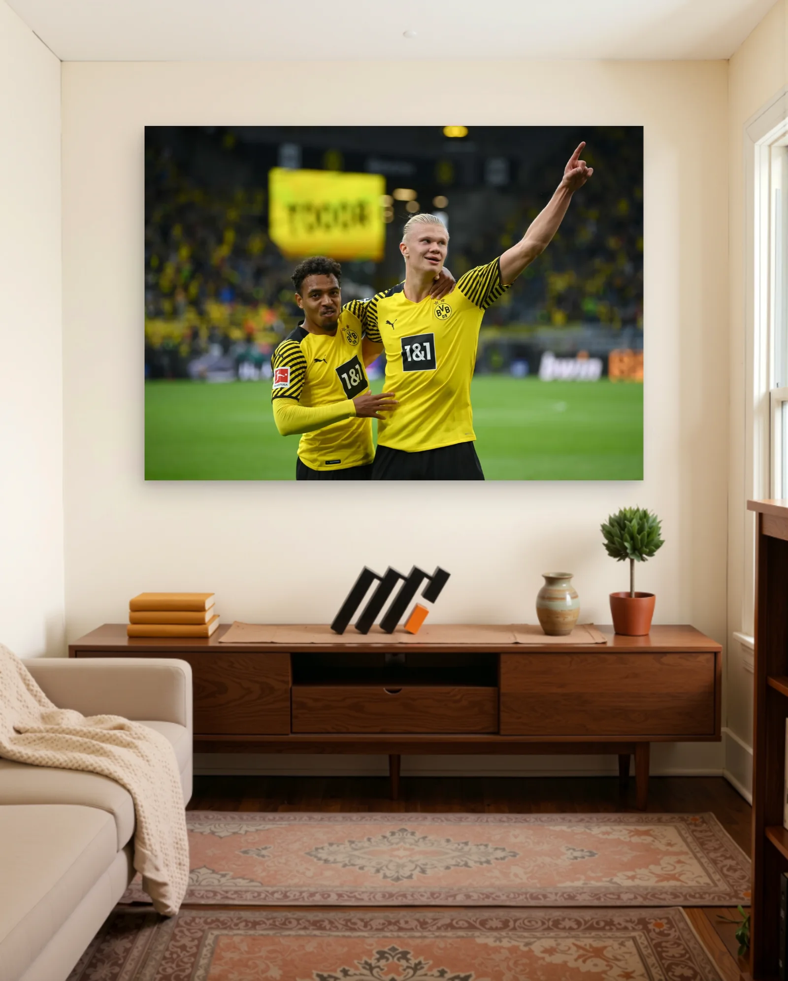 Erling Haaland Karim Adeyemi Celebration Poster — framed wall art poster by Memocult
