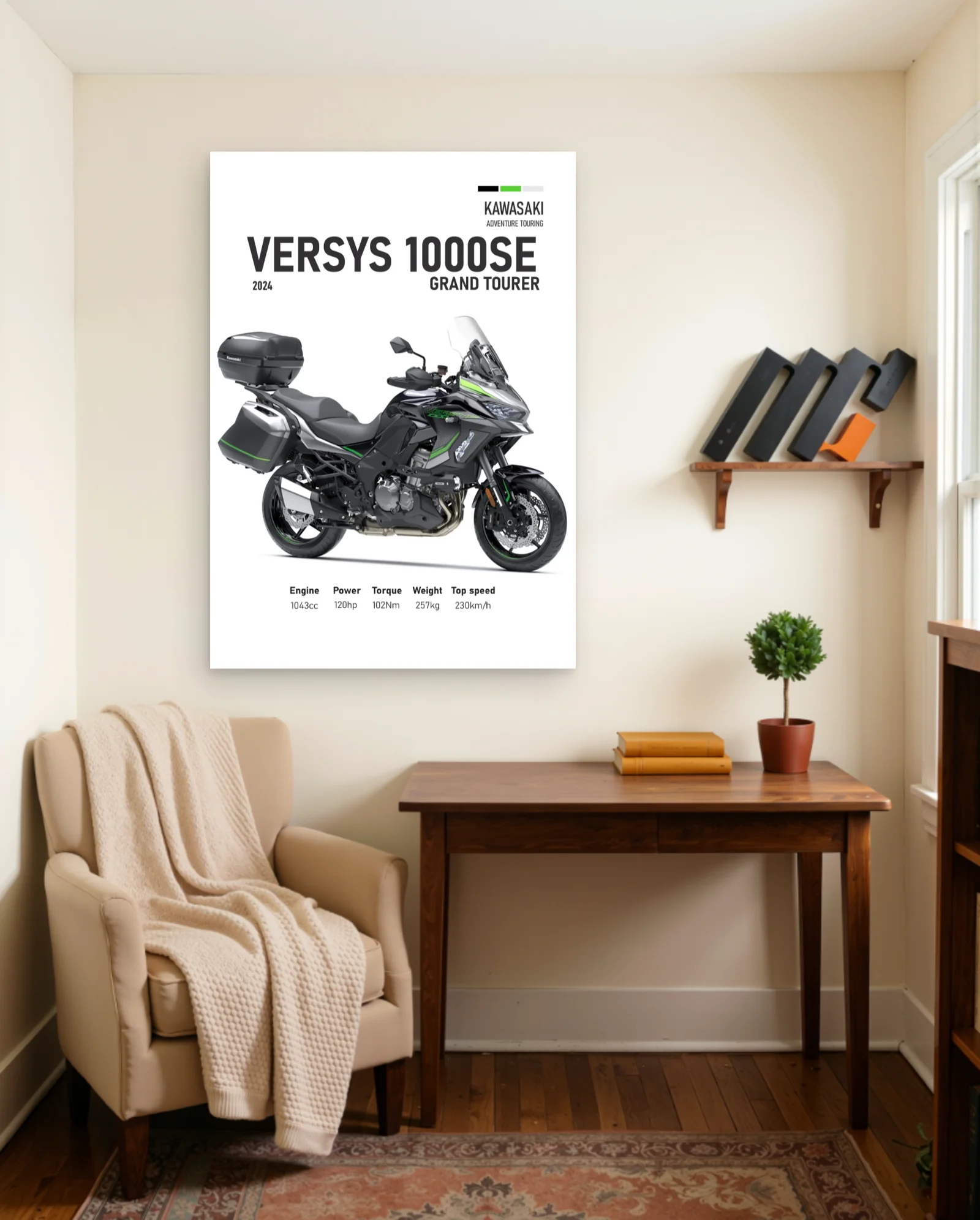 Kawasaki Versys 1000SE Grand Tourer 2024 Poster — framed wall art poster by Memocult