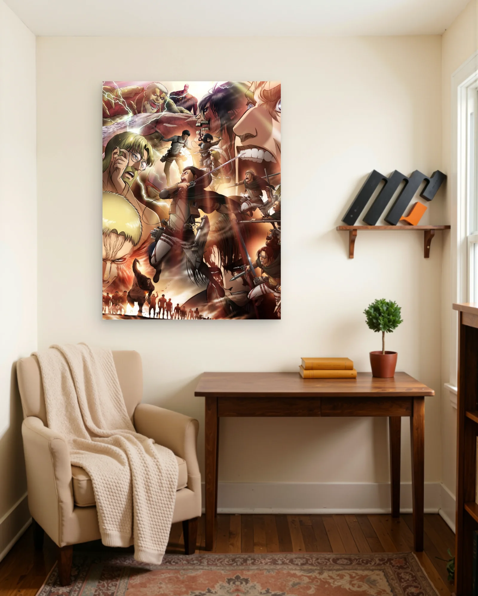 Attack On Titan Main Battle Scene Poster — framed wall art poster by Memocult