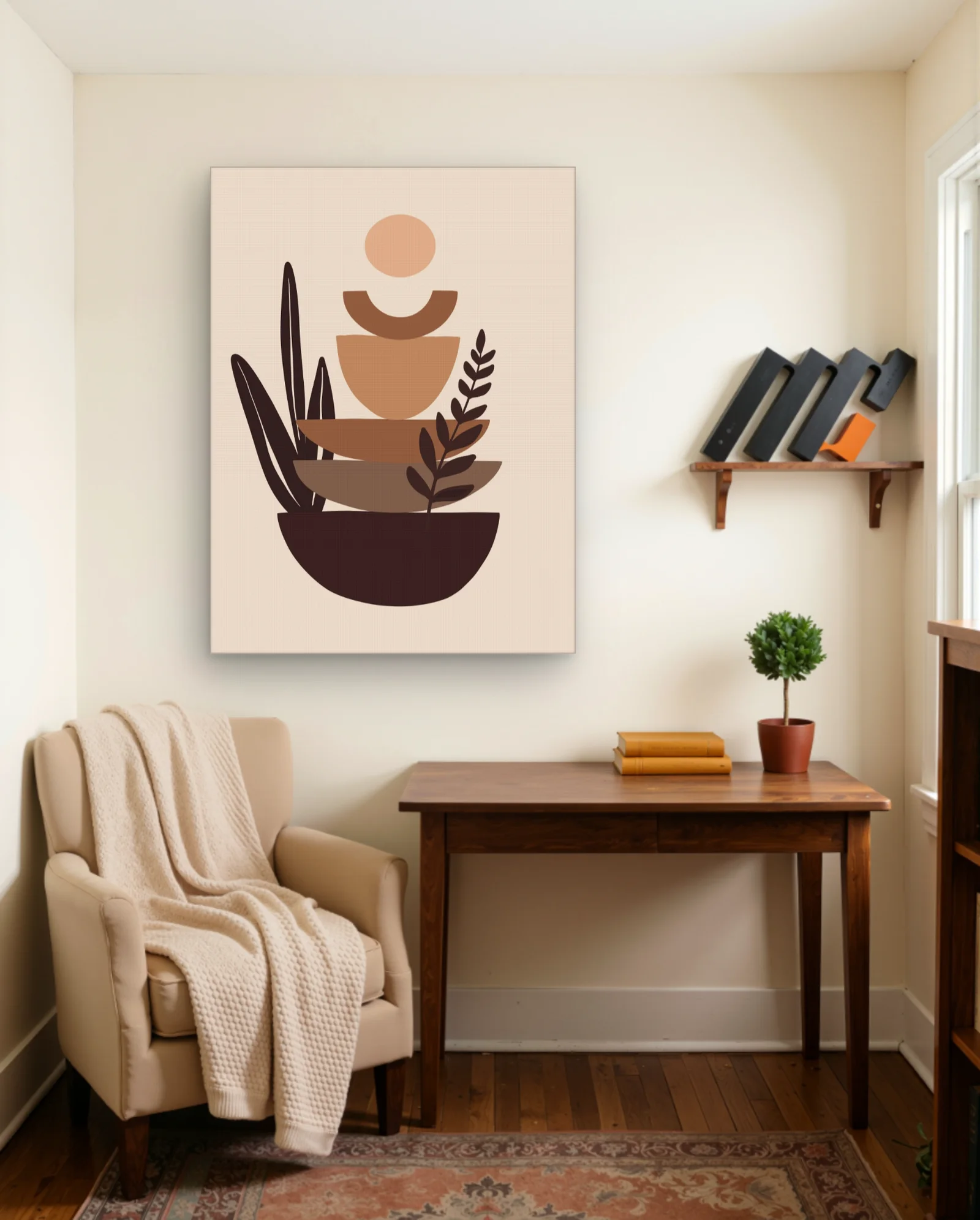 Stacked Terracotta Bowls Sun Botanicals Wall Art — Abstract abstract & modern wall art poster