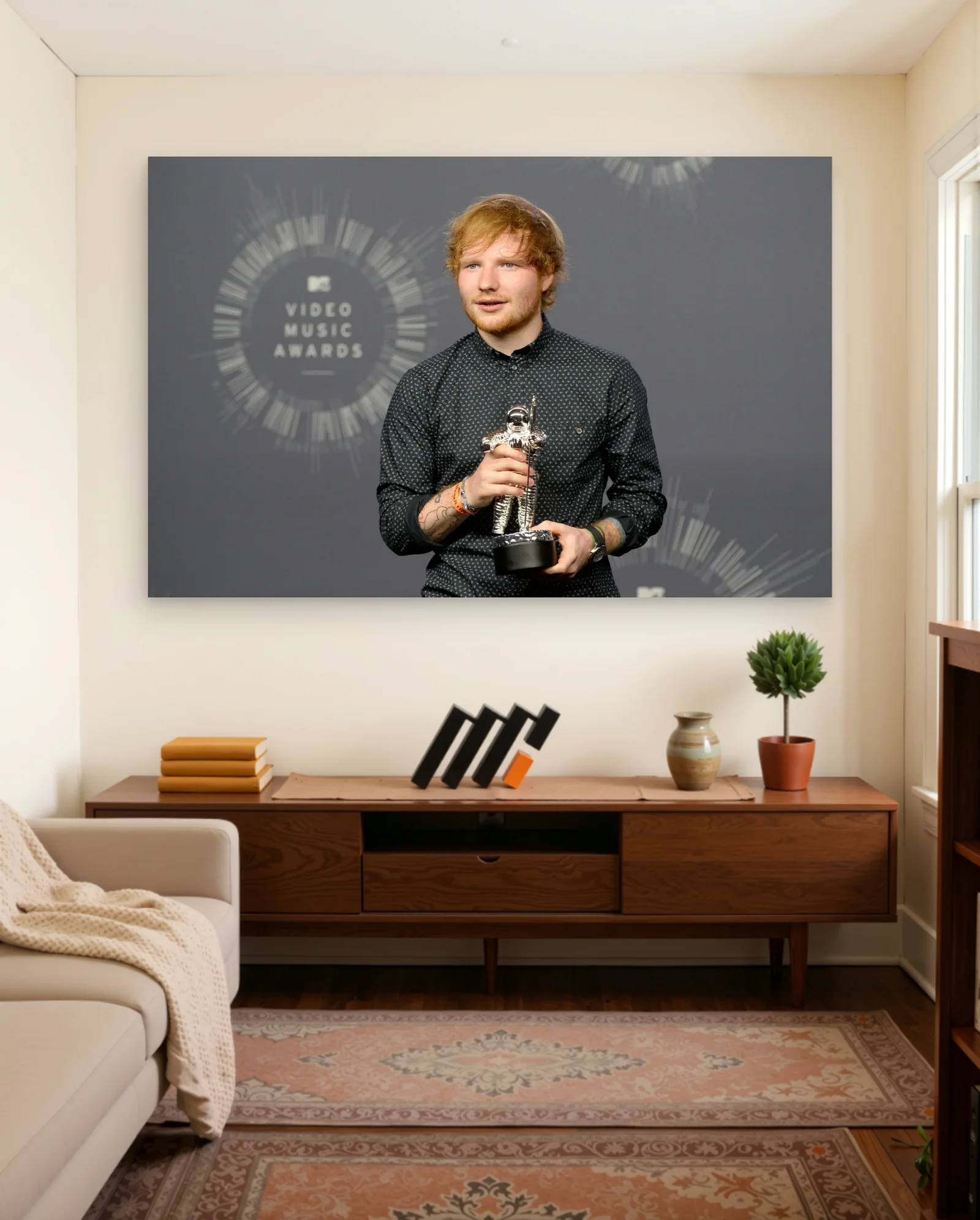Ed Sheeran MTV Video Music Award Poster — framed wall art poster by Memocult