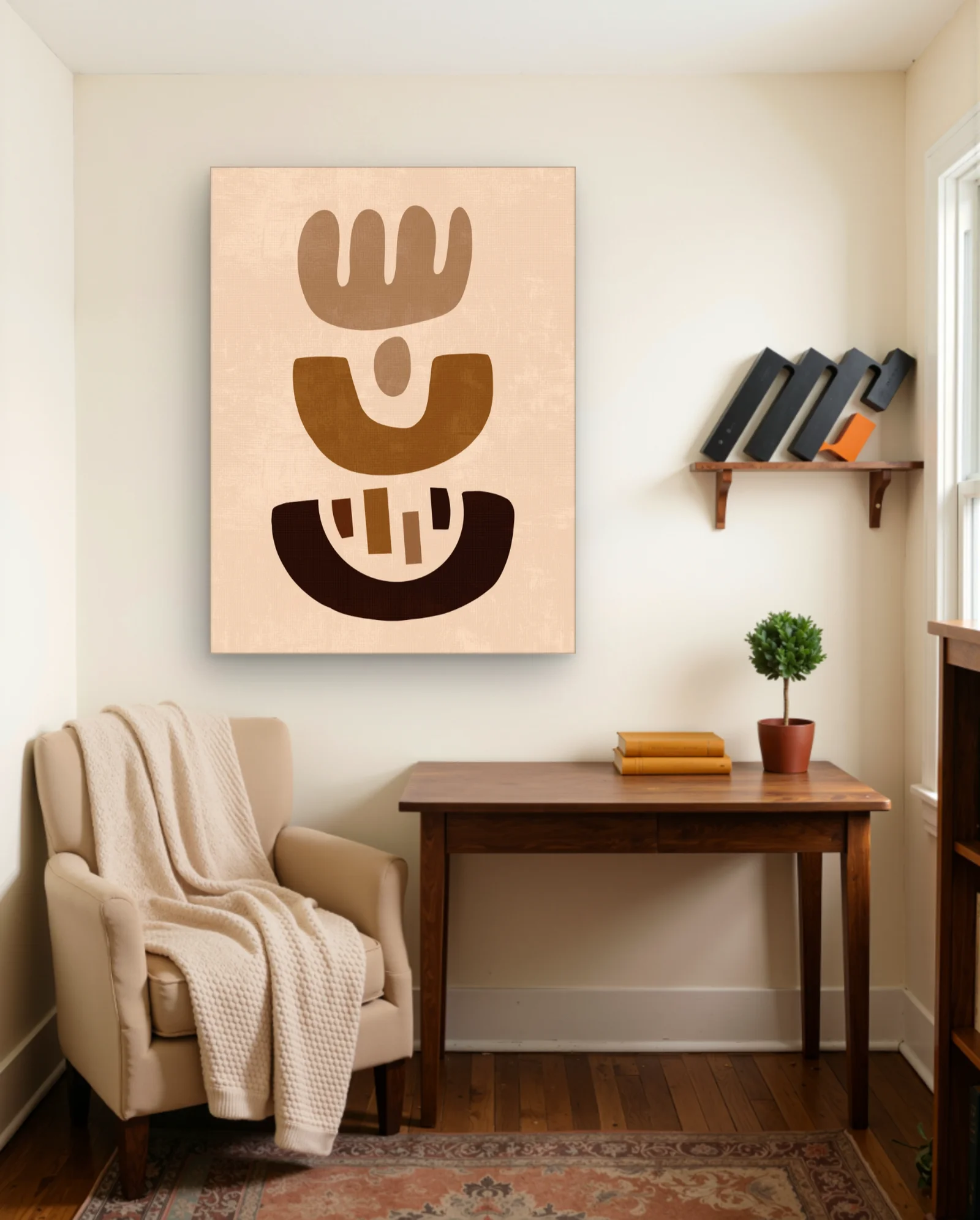 Stacked Earth Tone Organic Shapes Wall Art — Abstract abstract & modern wall art poster