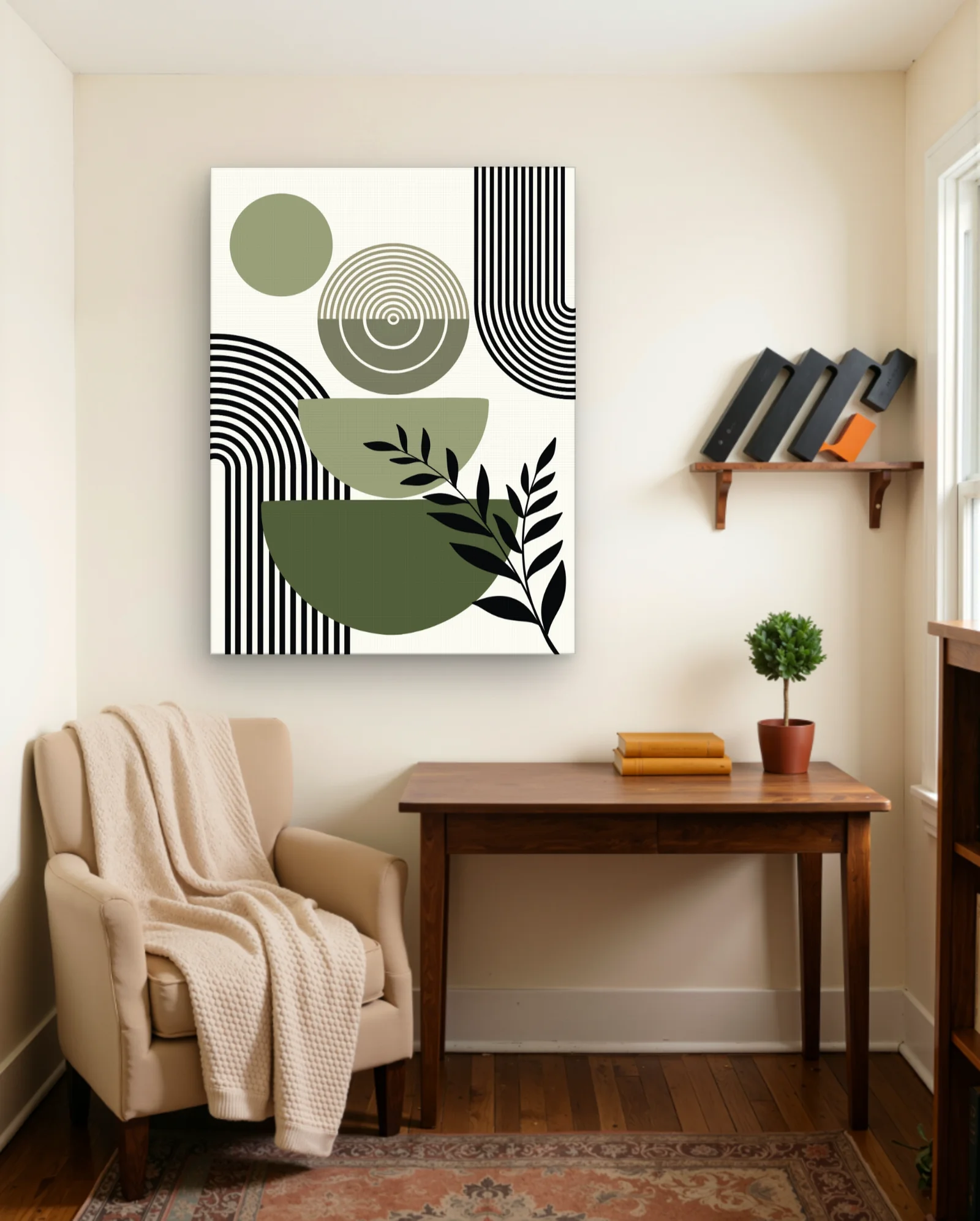 Olive Arch Botanical Geometric Wall Art — framed wall art poster by Memocult