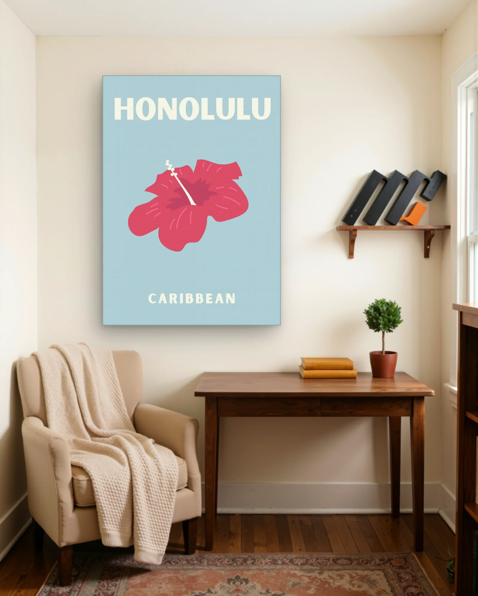 Honolulu Caribbean Hibiscus Poster — Quotes graphic & typography wall art poster