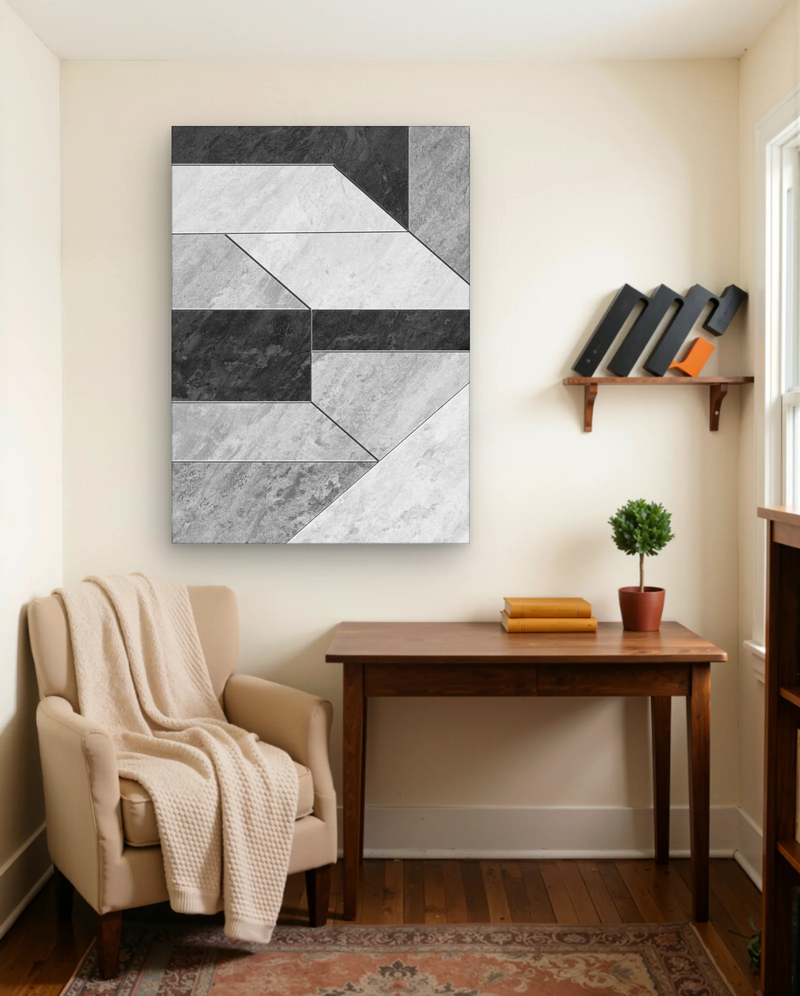Monochrome Geometric Slate Arrows Wall Art — Abstract abstract & modern wall art poster