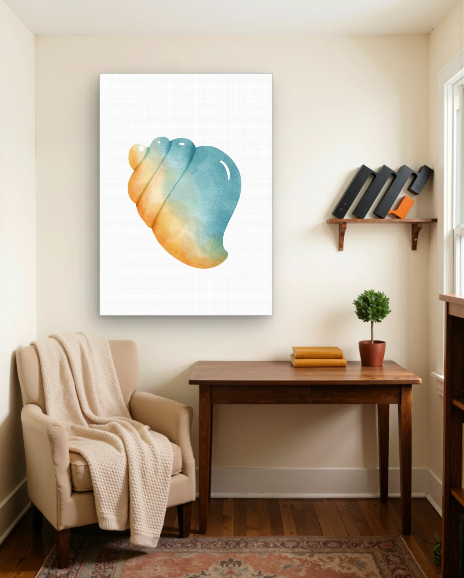 Teal Orange Gradient Seashell Wall Art — Modern Digital Art abstract & modern wall art poster