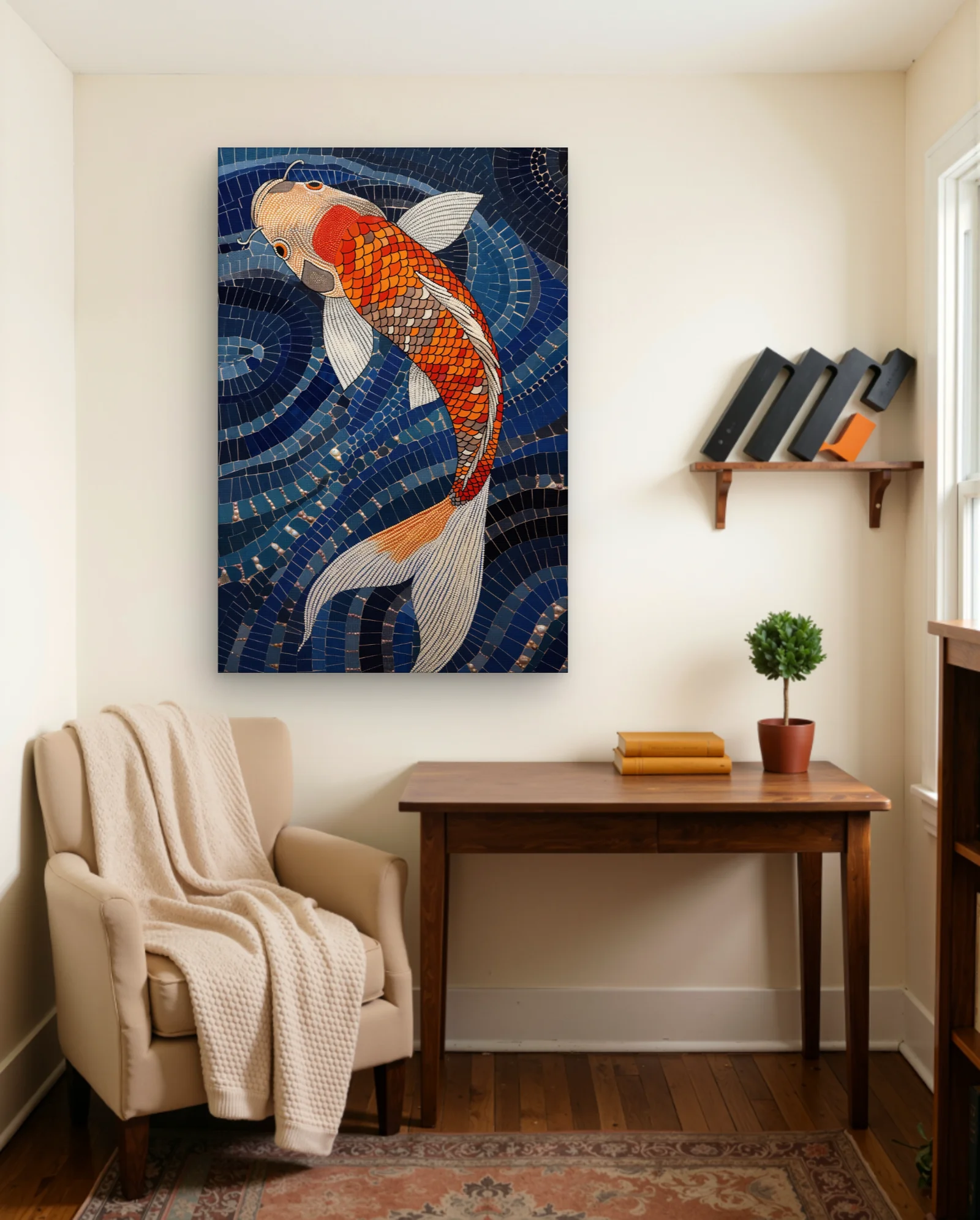 Orange Koi Fish Wall Art — framed wall art poster by Memocult