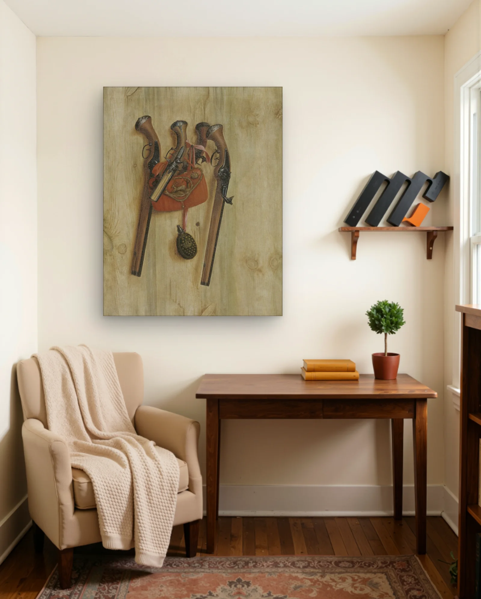Trompe L'oeil Pistols Art Print — framed wall art poster by Memocult