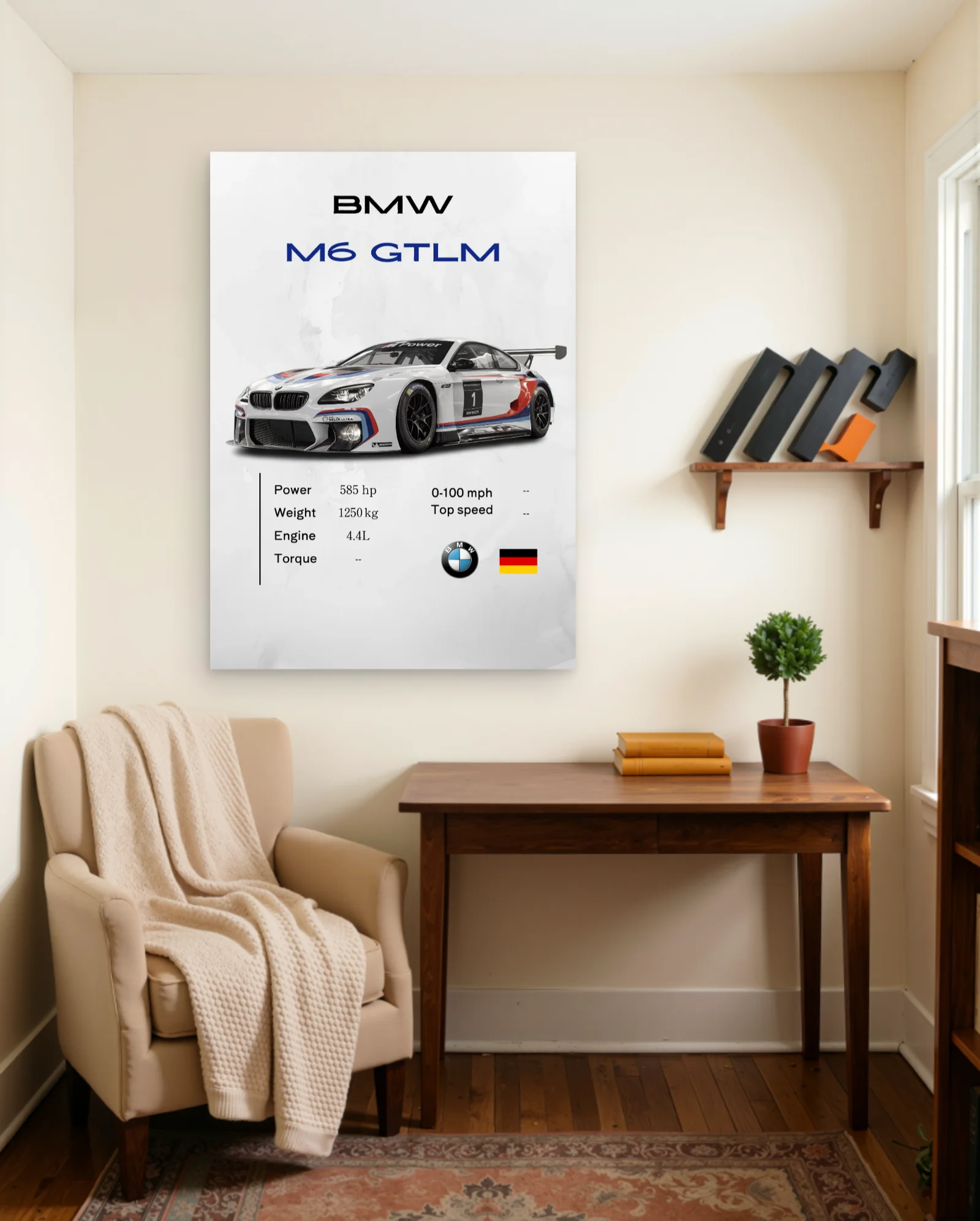 BMW M6 GTLM Poster — framed wall art poster by Memocult