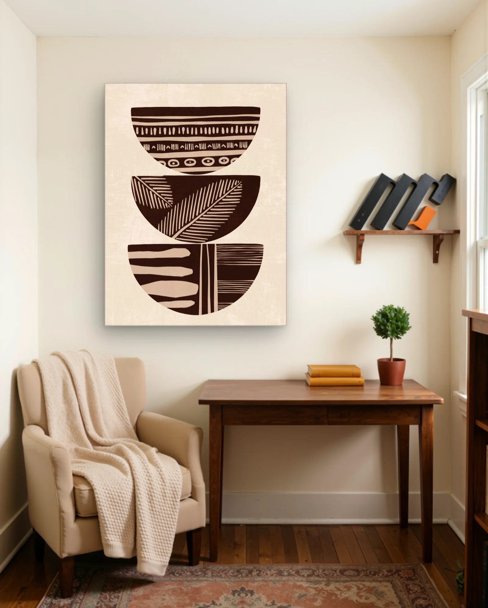 Stacked Tribal Bowls Wall Art — framed wall art poster by Memocult