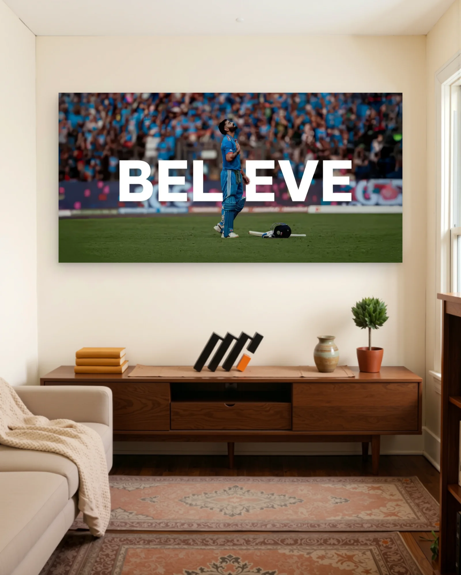 Virat Kohli Believe — framed wall art poster by Memocult