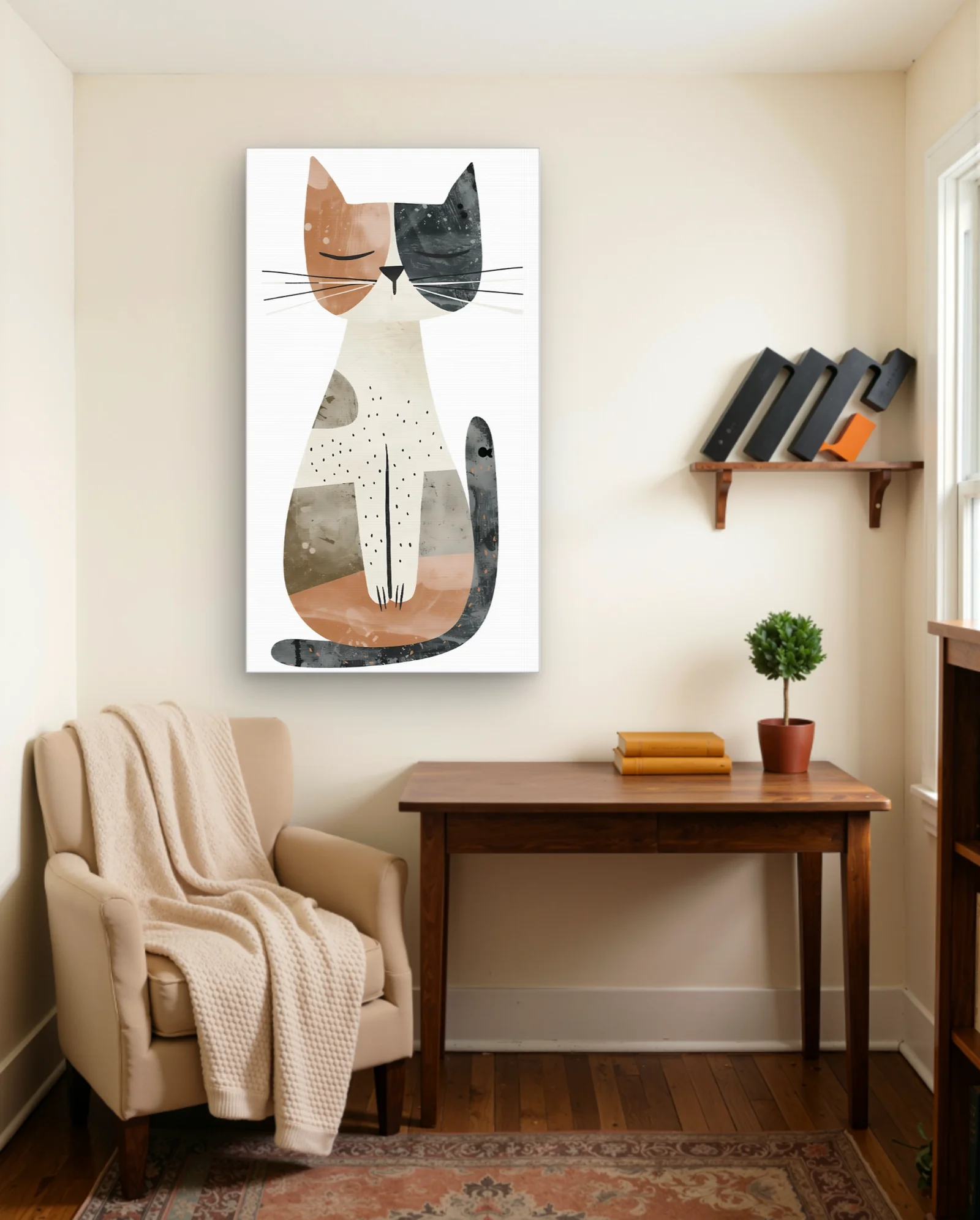 Calico Cat Geometric Style Wall Art — Modern Digital Art abstract & modern wall art poster