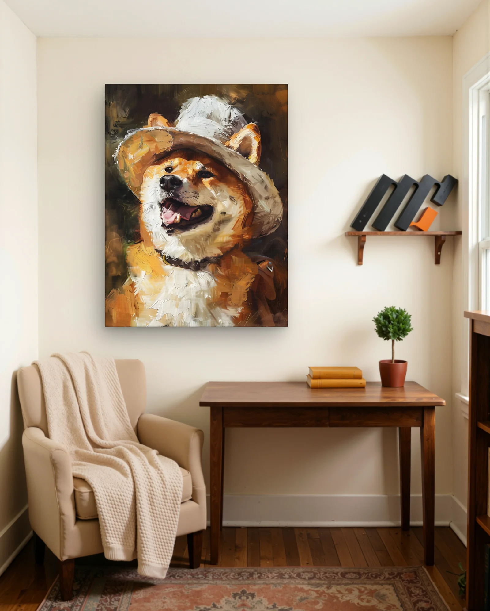 Shiba Inu Safari Hat Wall Art — Modern Digital Art abstract & modern wall art poster