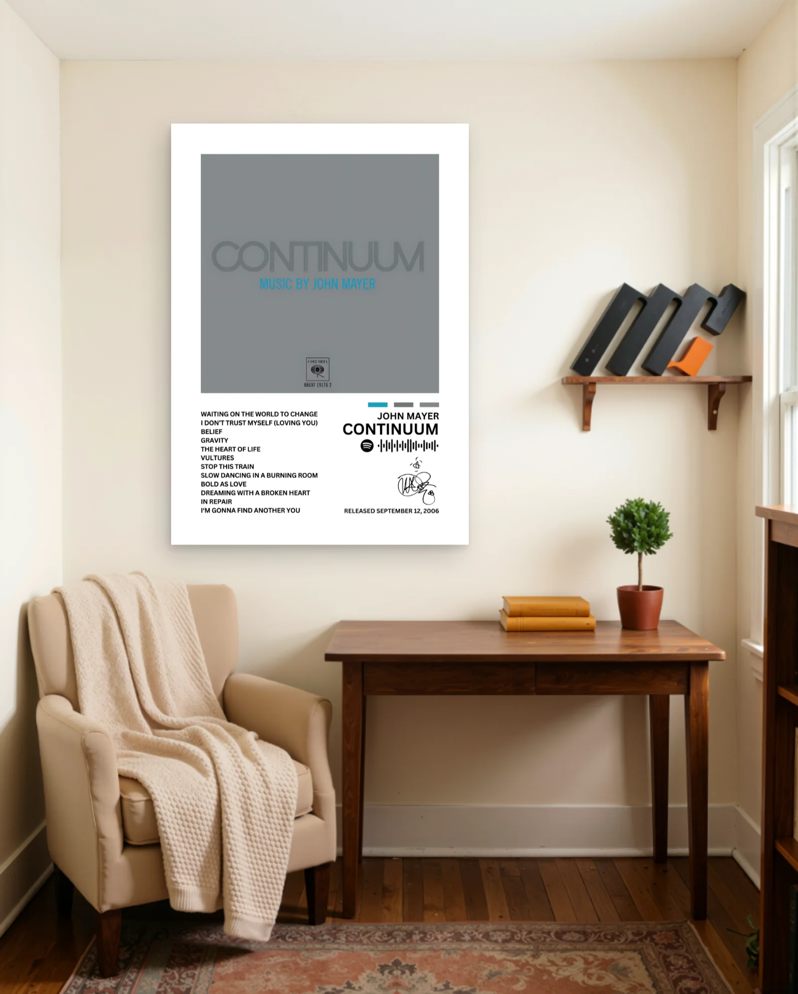 John Mayer Continuum Poster — framed wall art poster by Memocult
