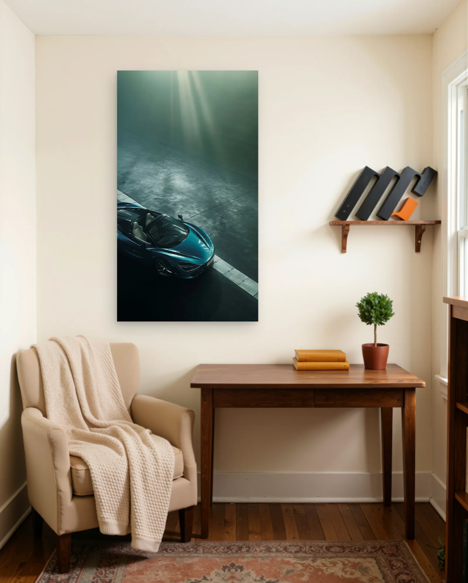 Teal McLaren 720S Spider Poster — framed wall art poster by Memocult