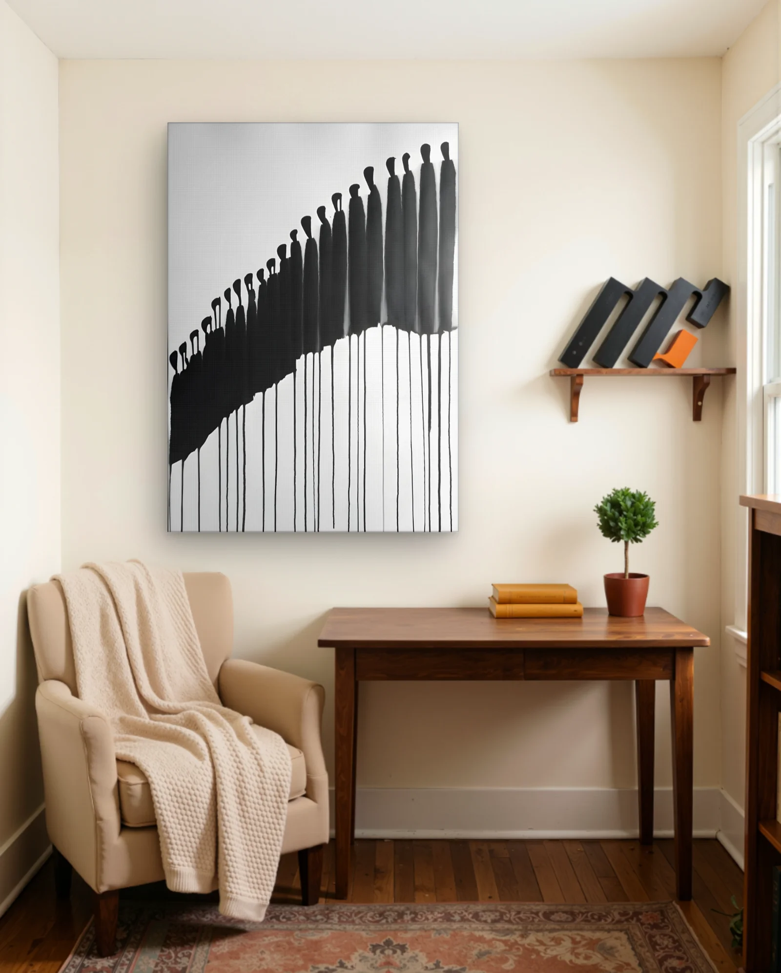 Ascending Black Ink Drip Wave — Minimal Monochrome Study — Abstract abstract & modern wall art poster