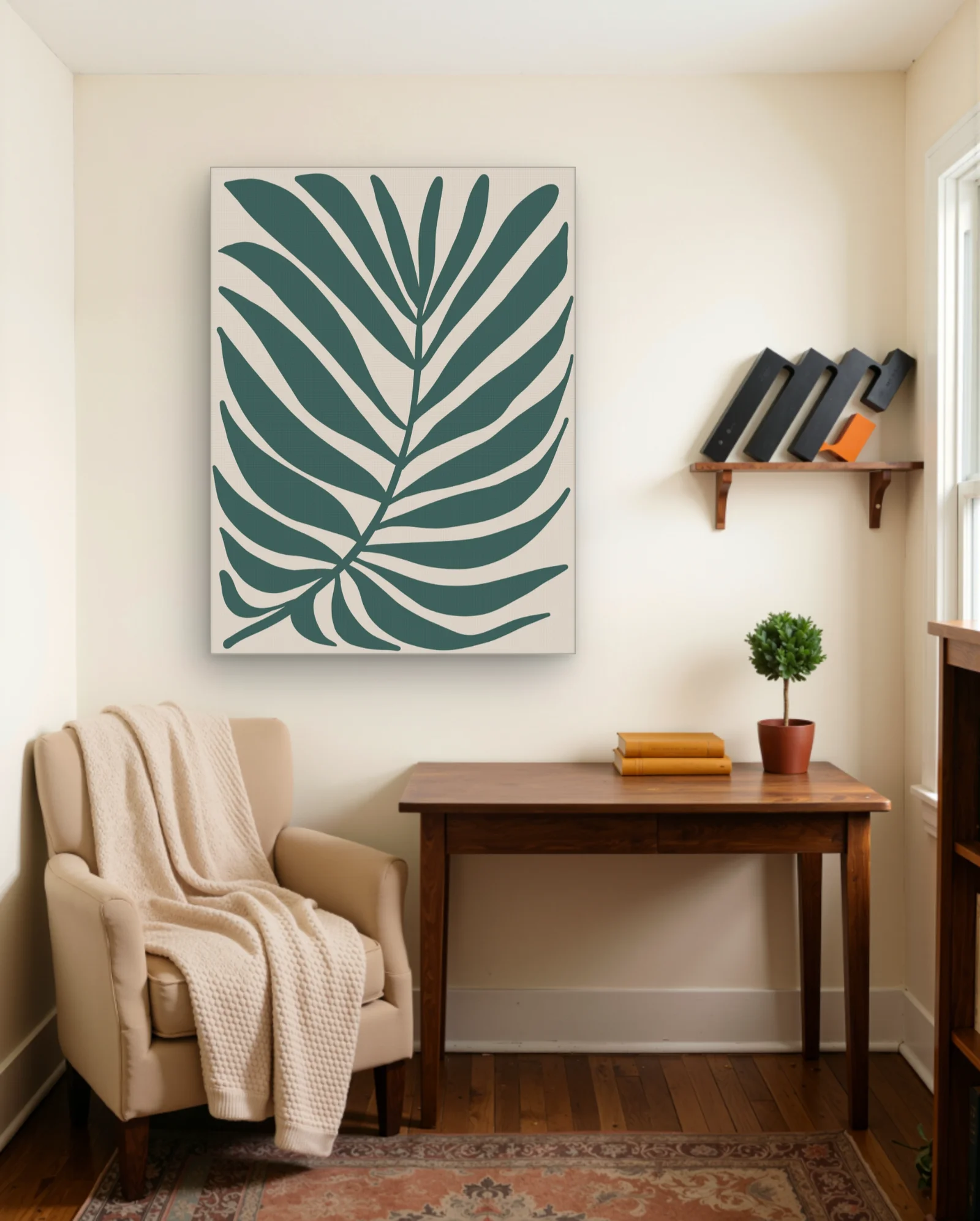 Teal Palm Frond Wall Art — framed wall art poster by Memocult