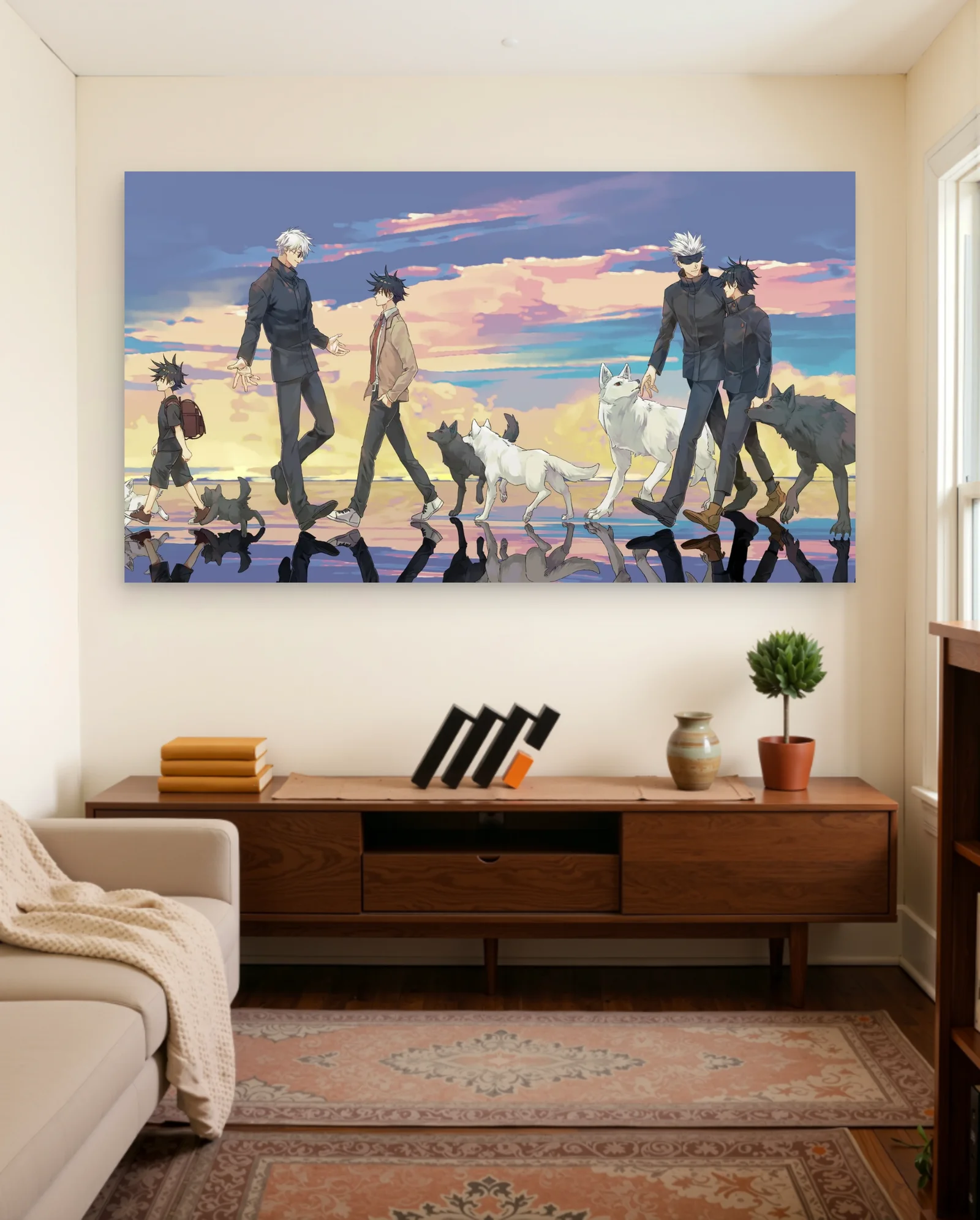 Gojo Megumi Yuji Sunset Stroll Poster — framed wall art poster by Memocult