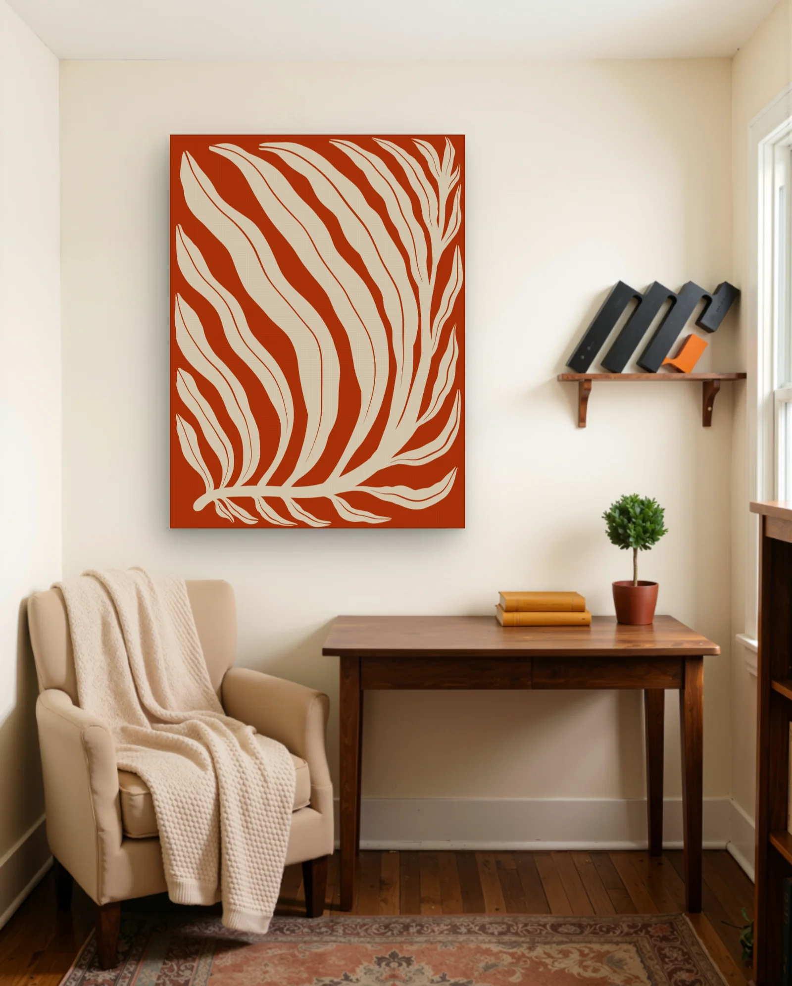 Terracotta Palm Fronds Wall Art — Modern Digital Art abstract & modern wall art poster