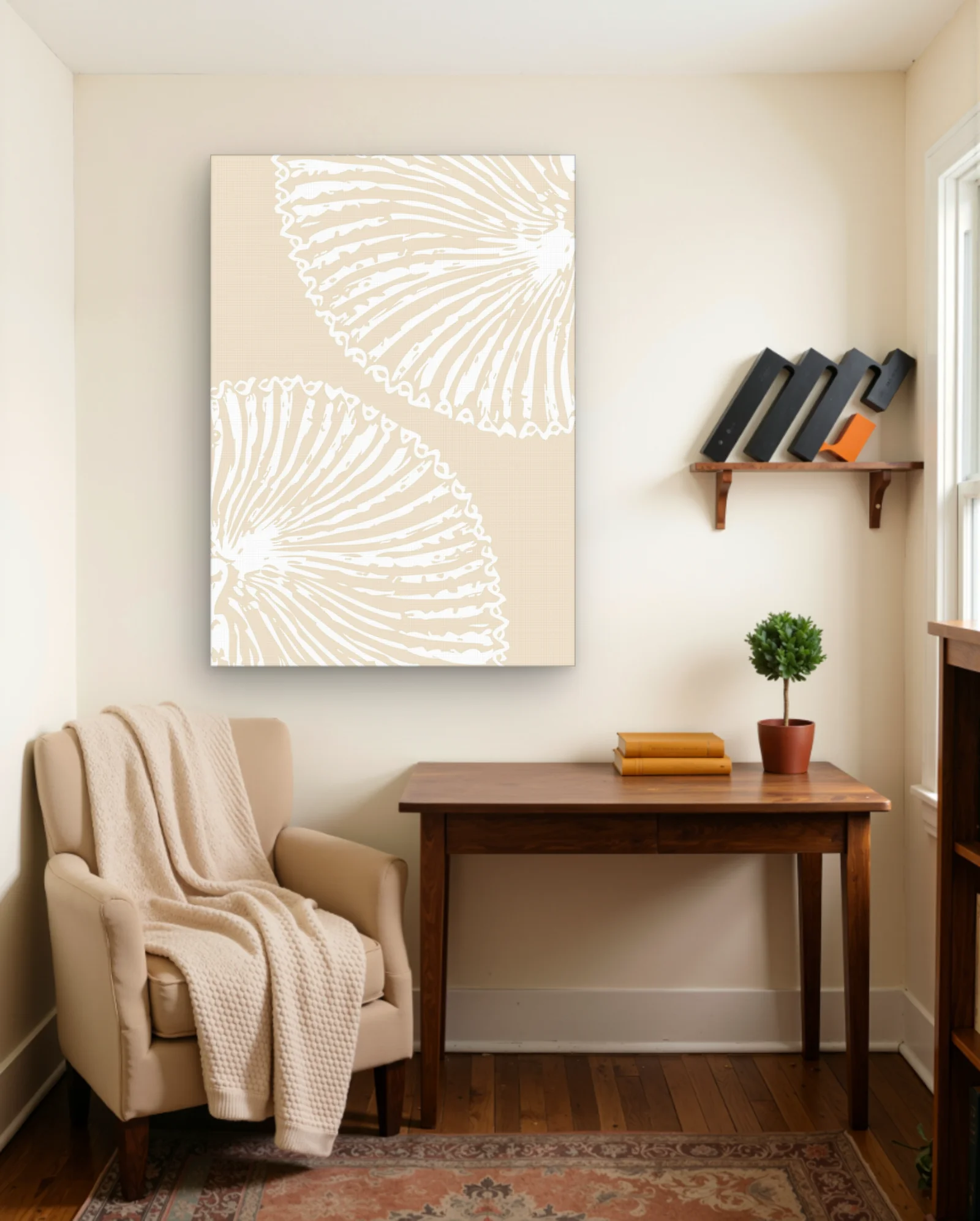 Beige Sea Fan Silhouette Wall Art — Modern Digital Art abstract & modern wall art poster
