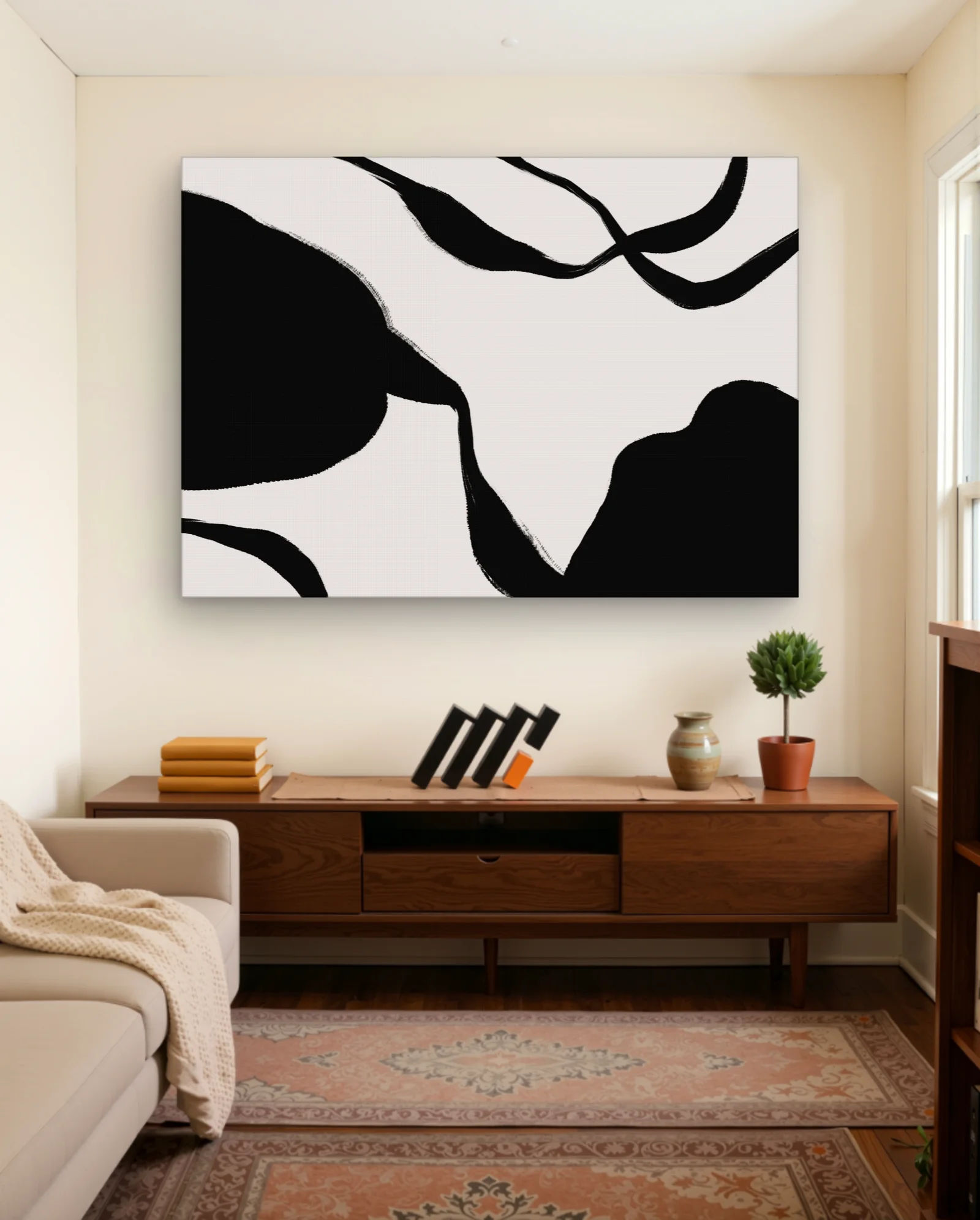 Black Brush Strokes Abstract Wall Art — framed wall art poster by Memocult