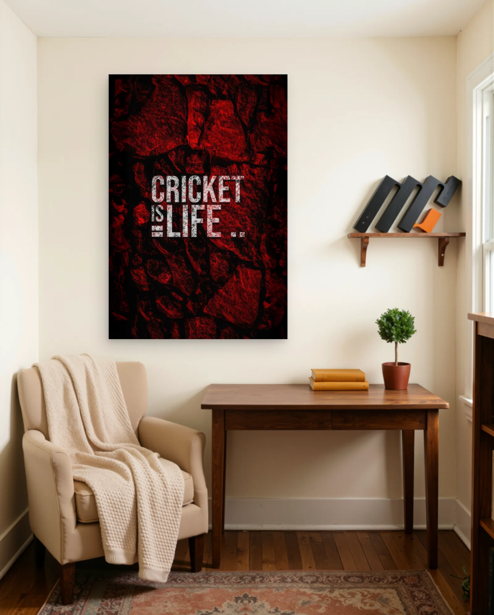 Cricket Is Life Typography Poster — Cricket sports wall art poster